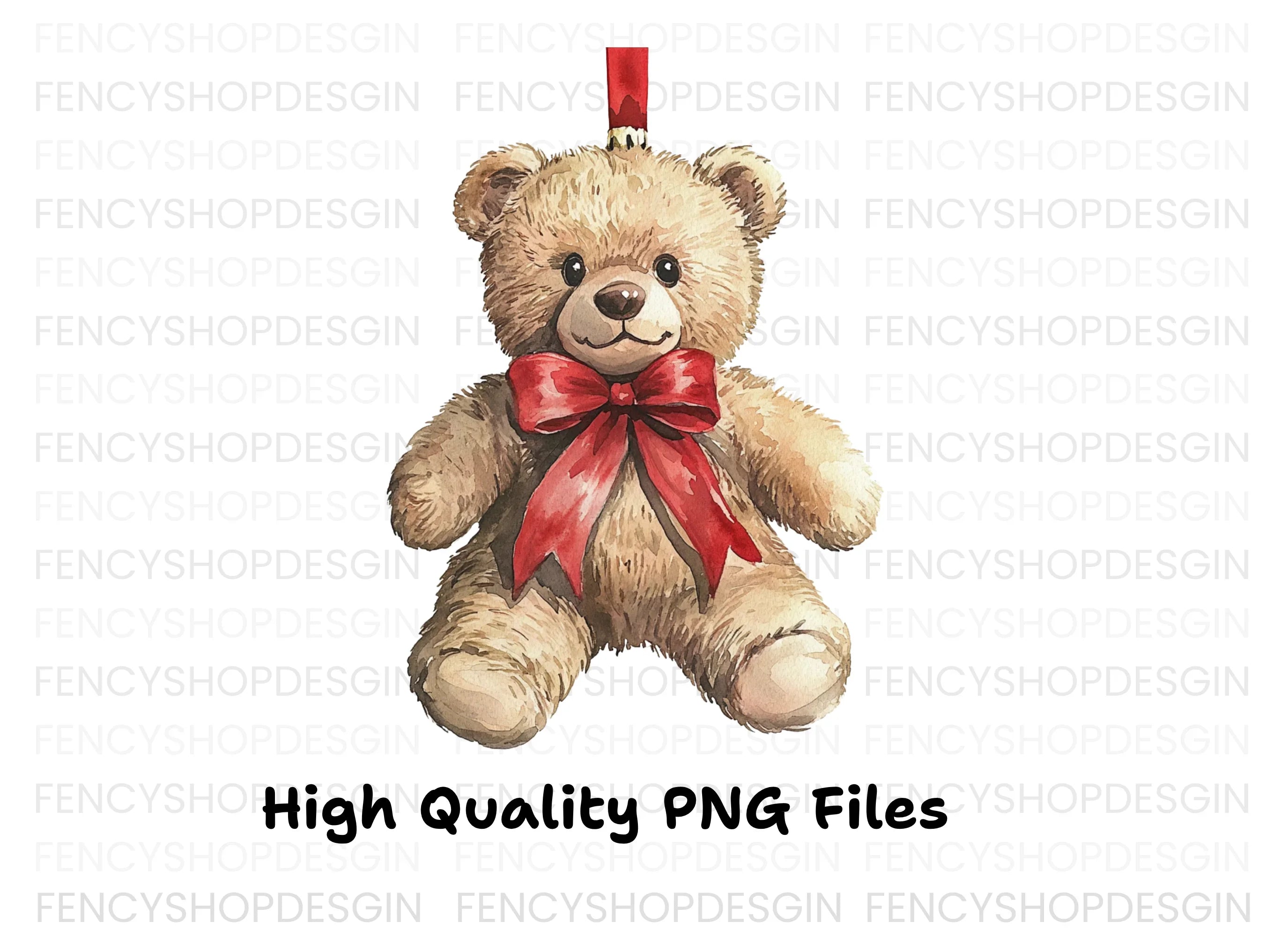 Cute Christmas Teddy Bear Ornament Clipart Bundle
