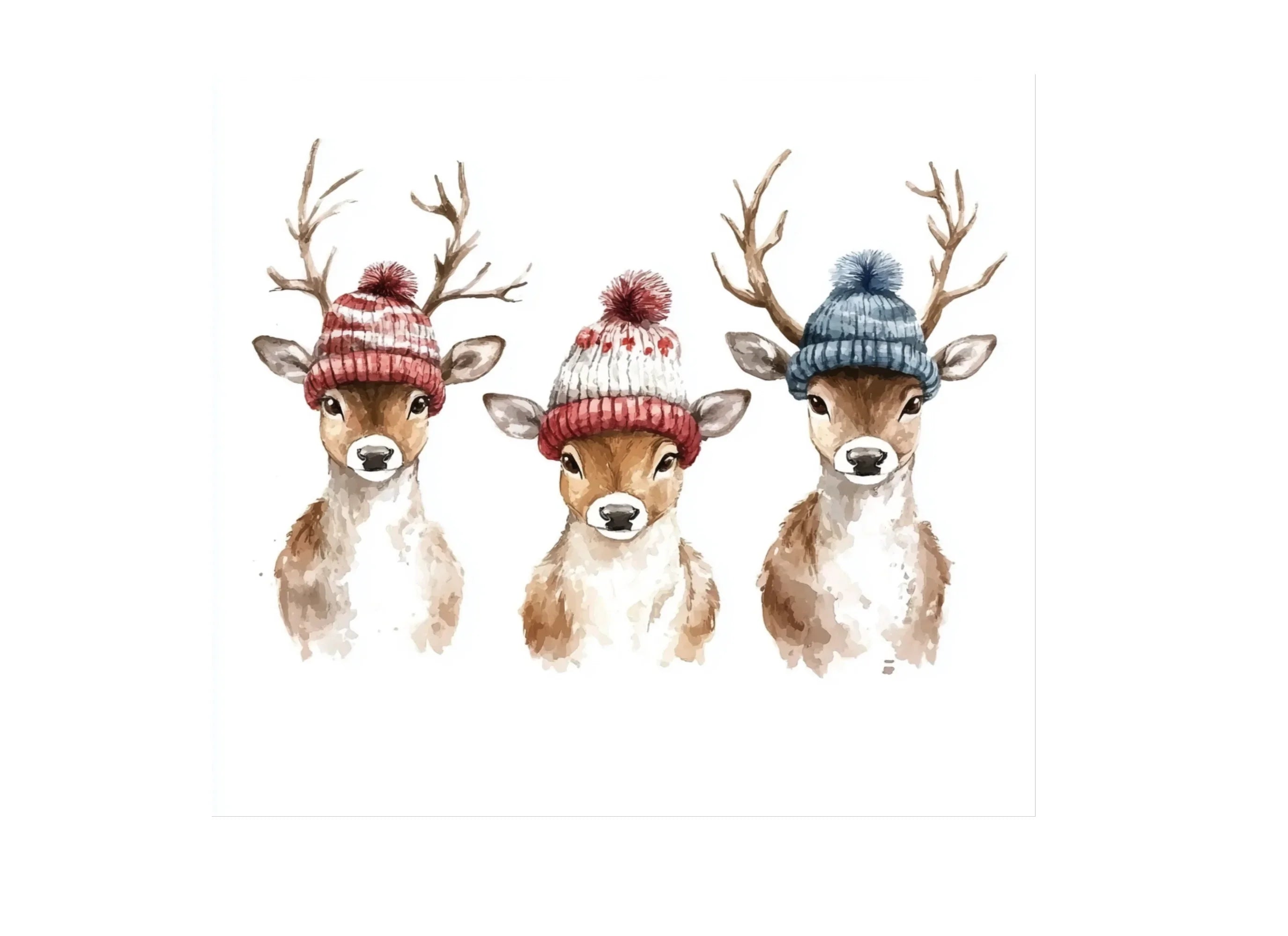 Cute Deer with Winter Hats Clipart Bundle