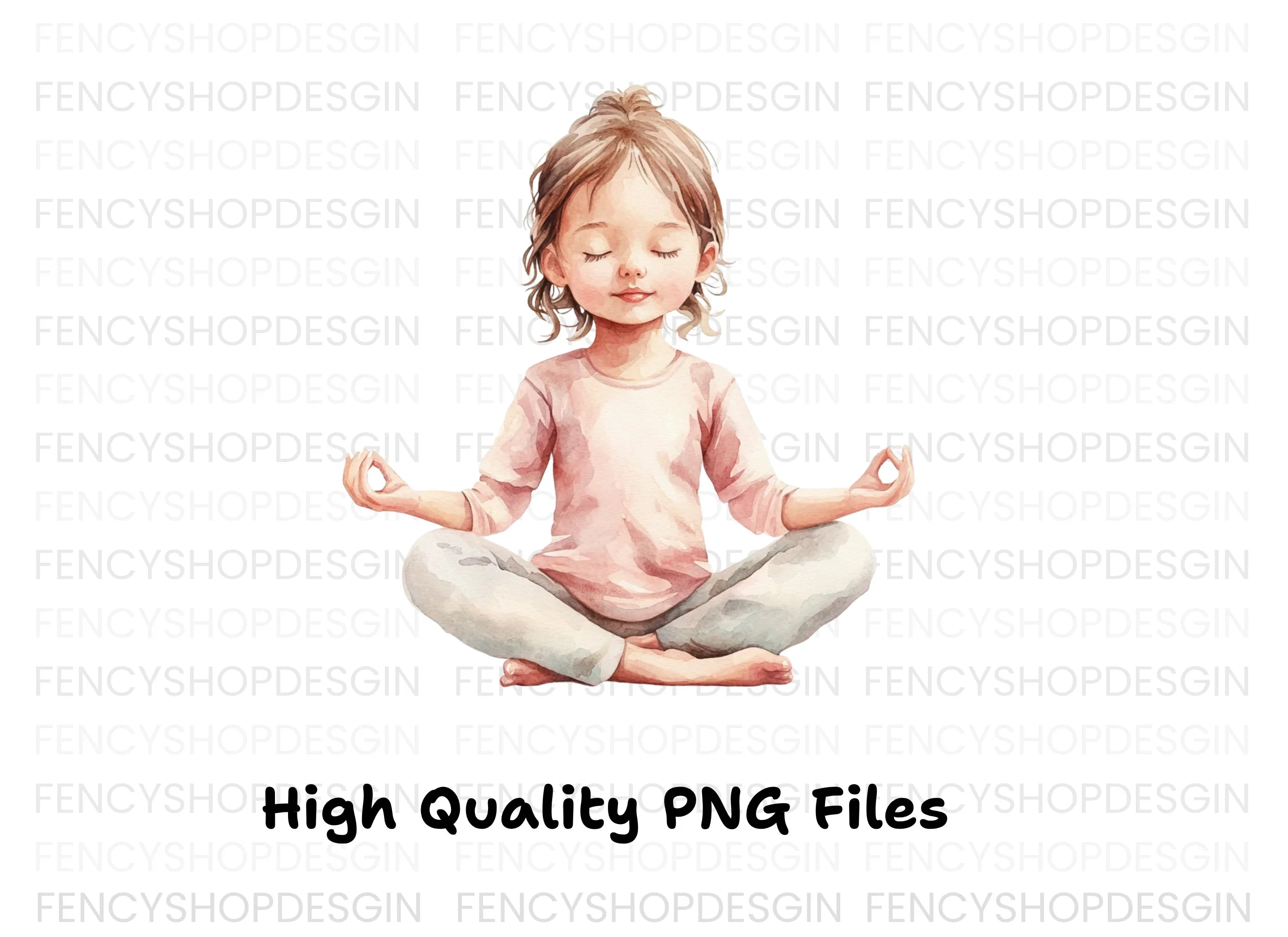 Little Girl Meditating Clipart Bundle