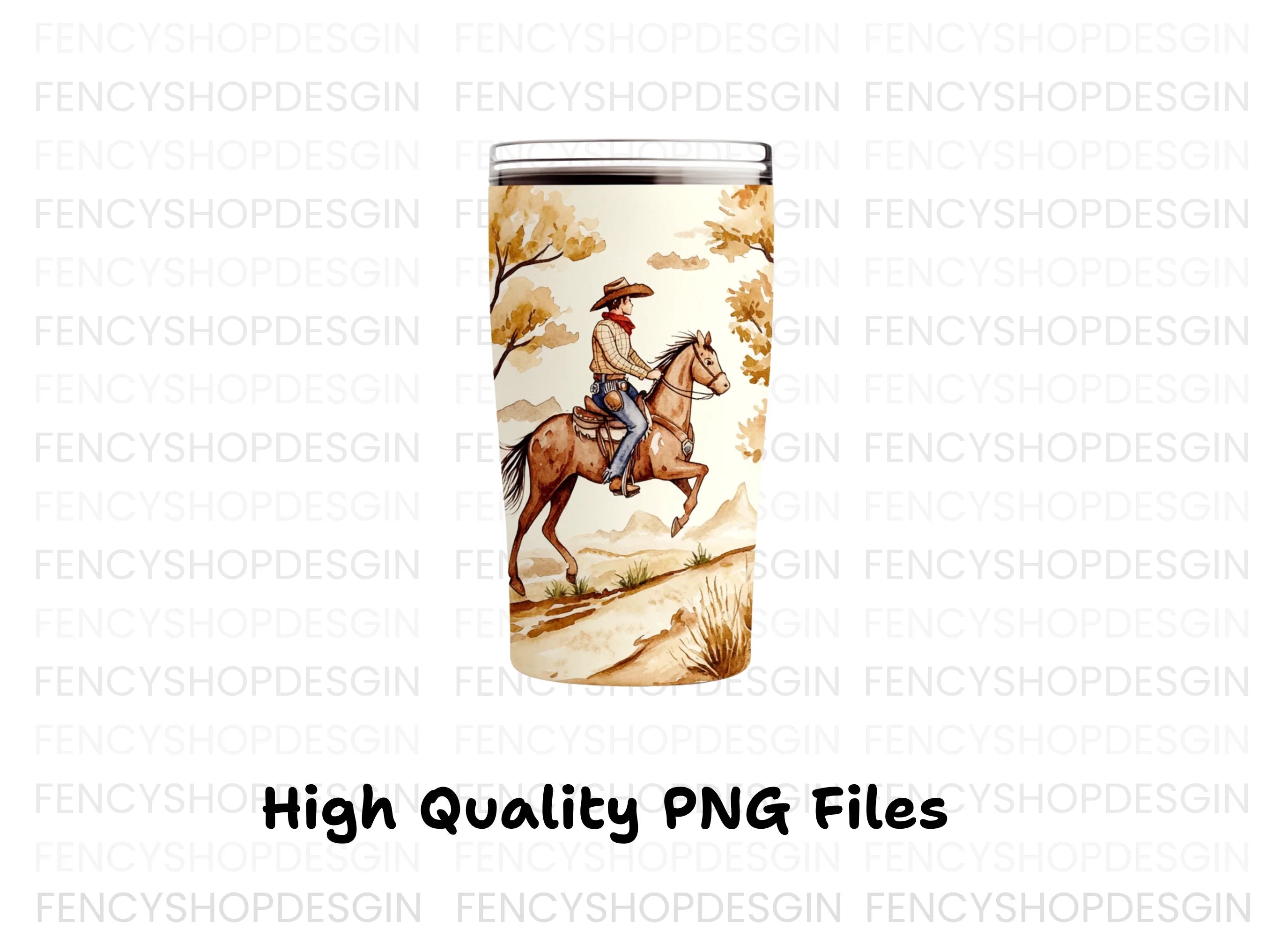 Cowboy Riding Horse Tumbler Clipart Bundle