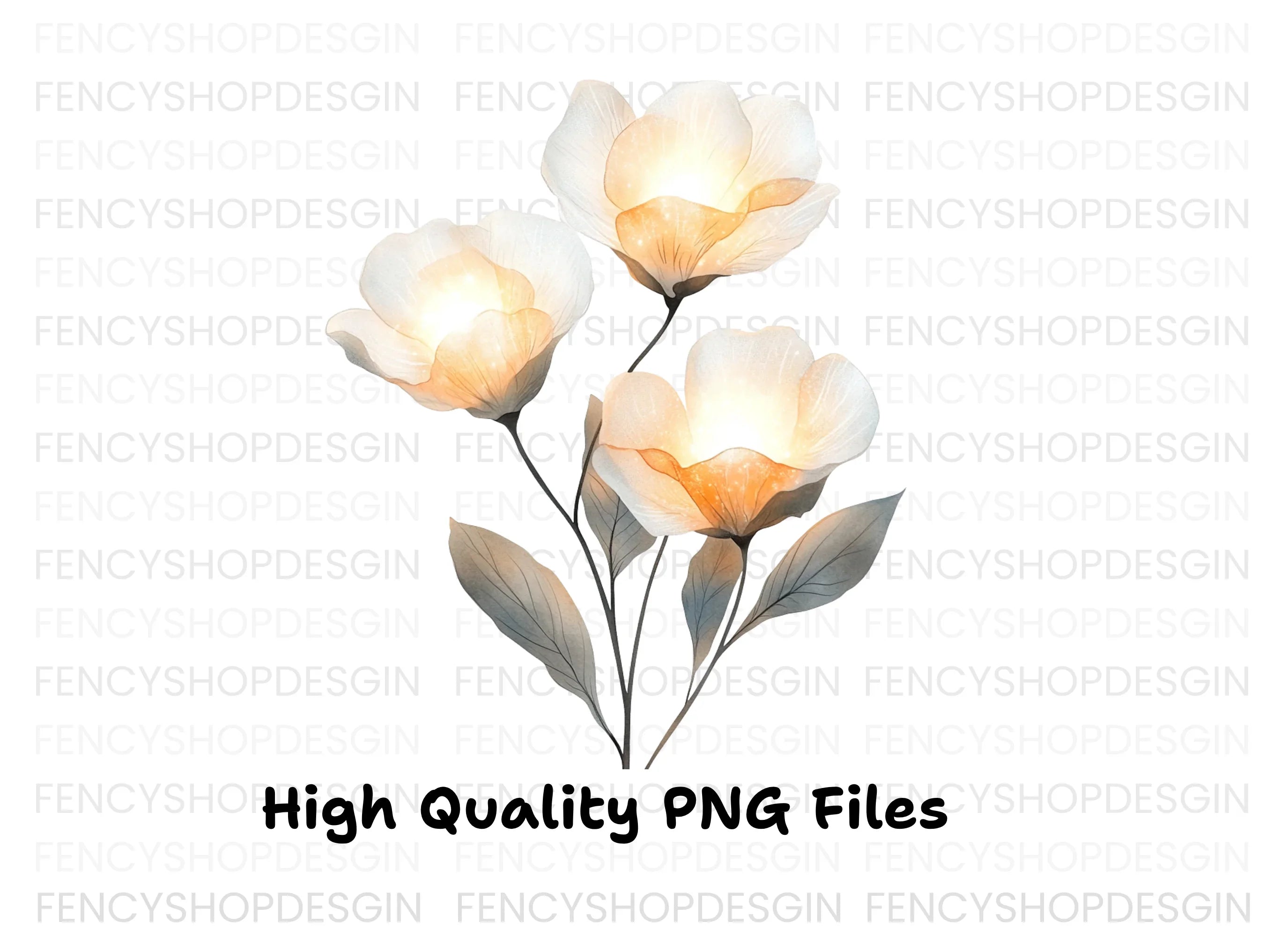 Glowing Flower Clipart Bundle
