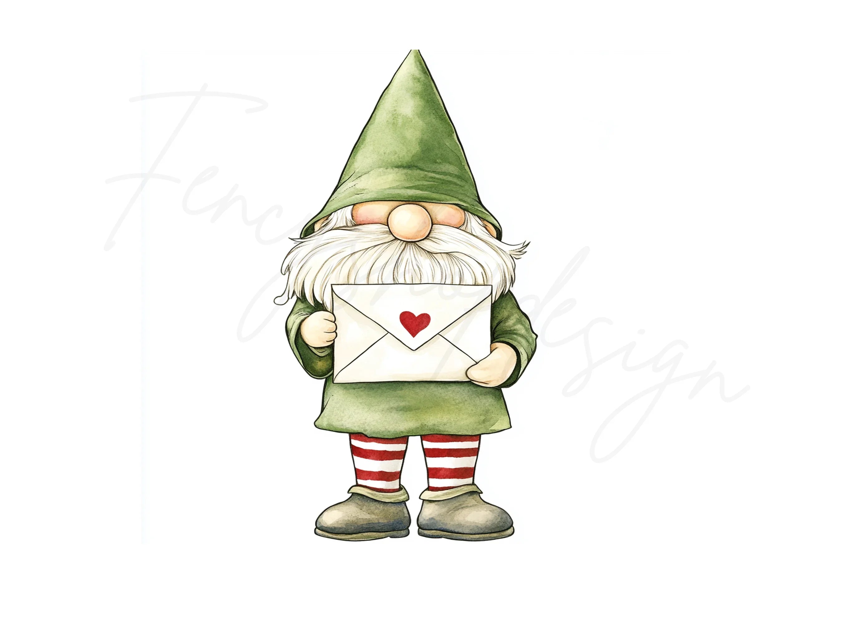 Green Gnomes Love Letters Clipart Bundle