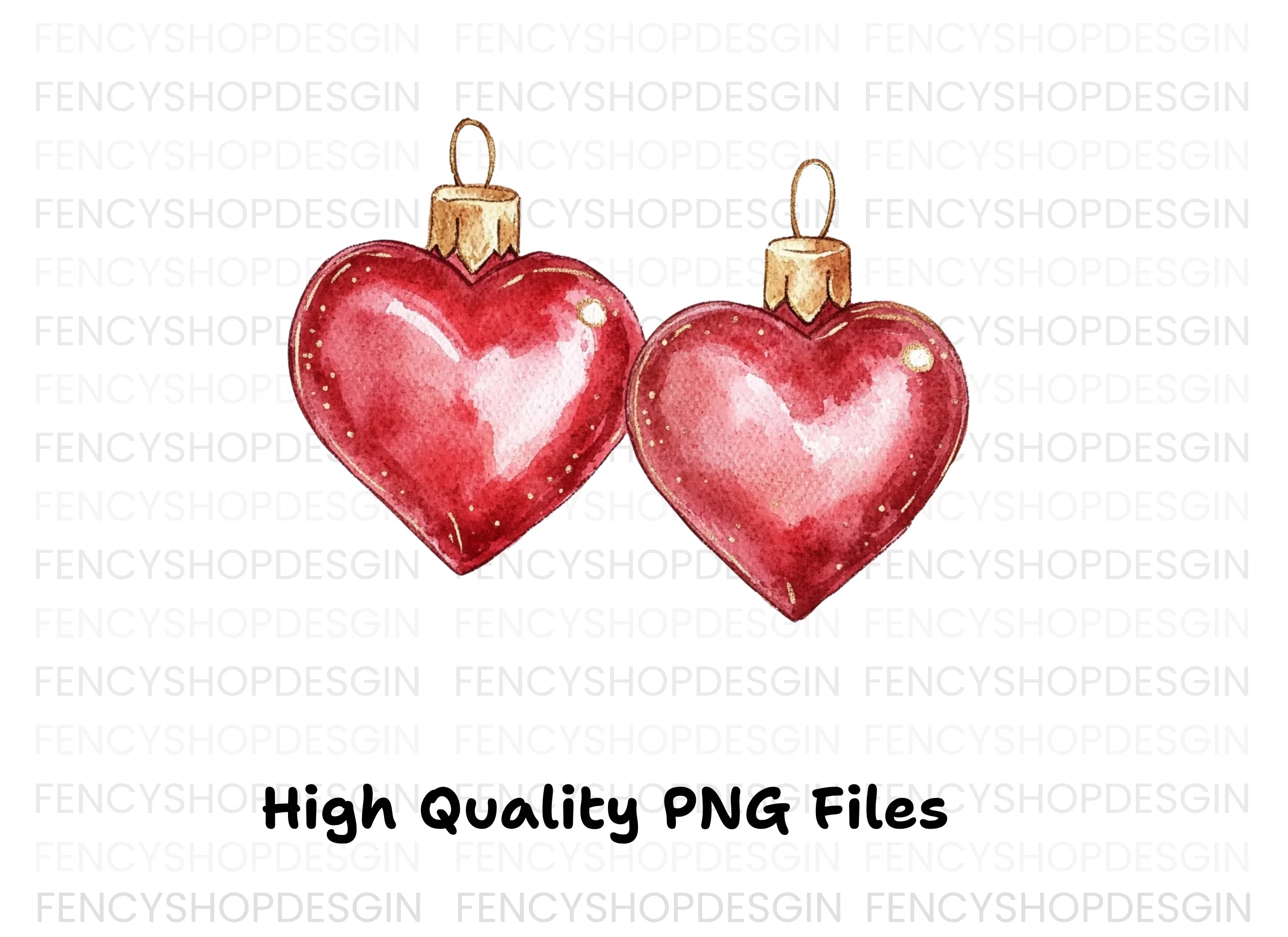 Heart Christmas Ornaments Clipart Bundle