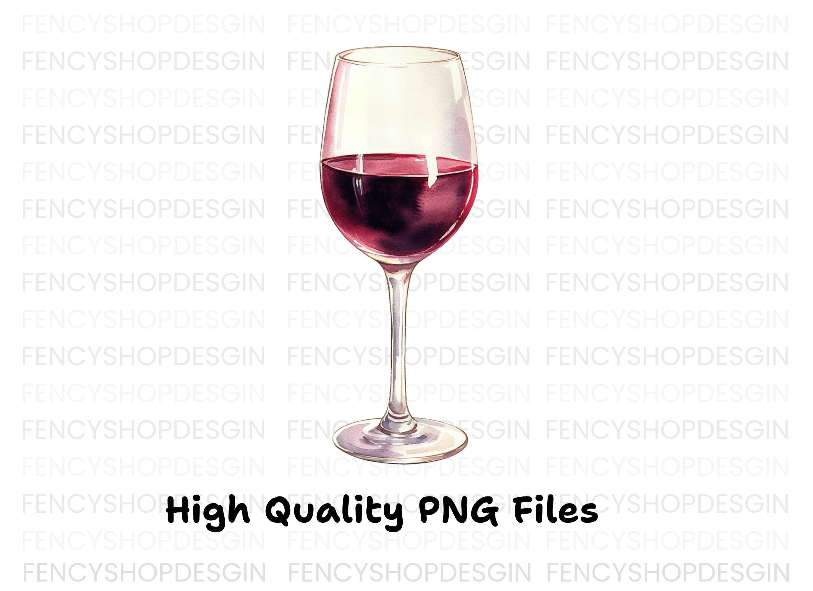 Deep Red Wine Glasses Clipart Bundle