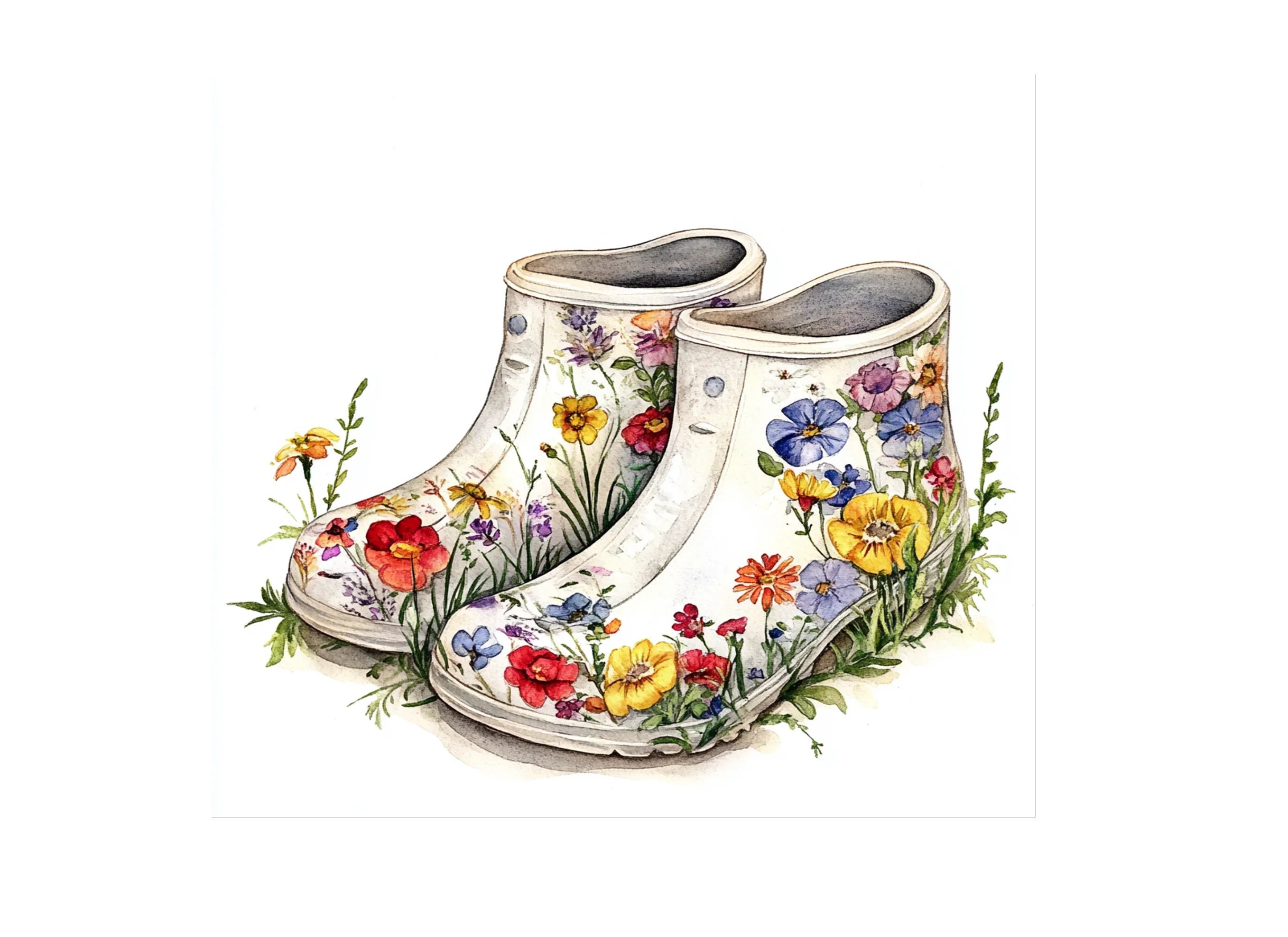 Garden Shoes Boots Floral Clipart Bundle