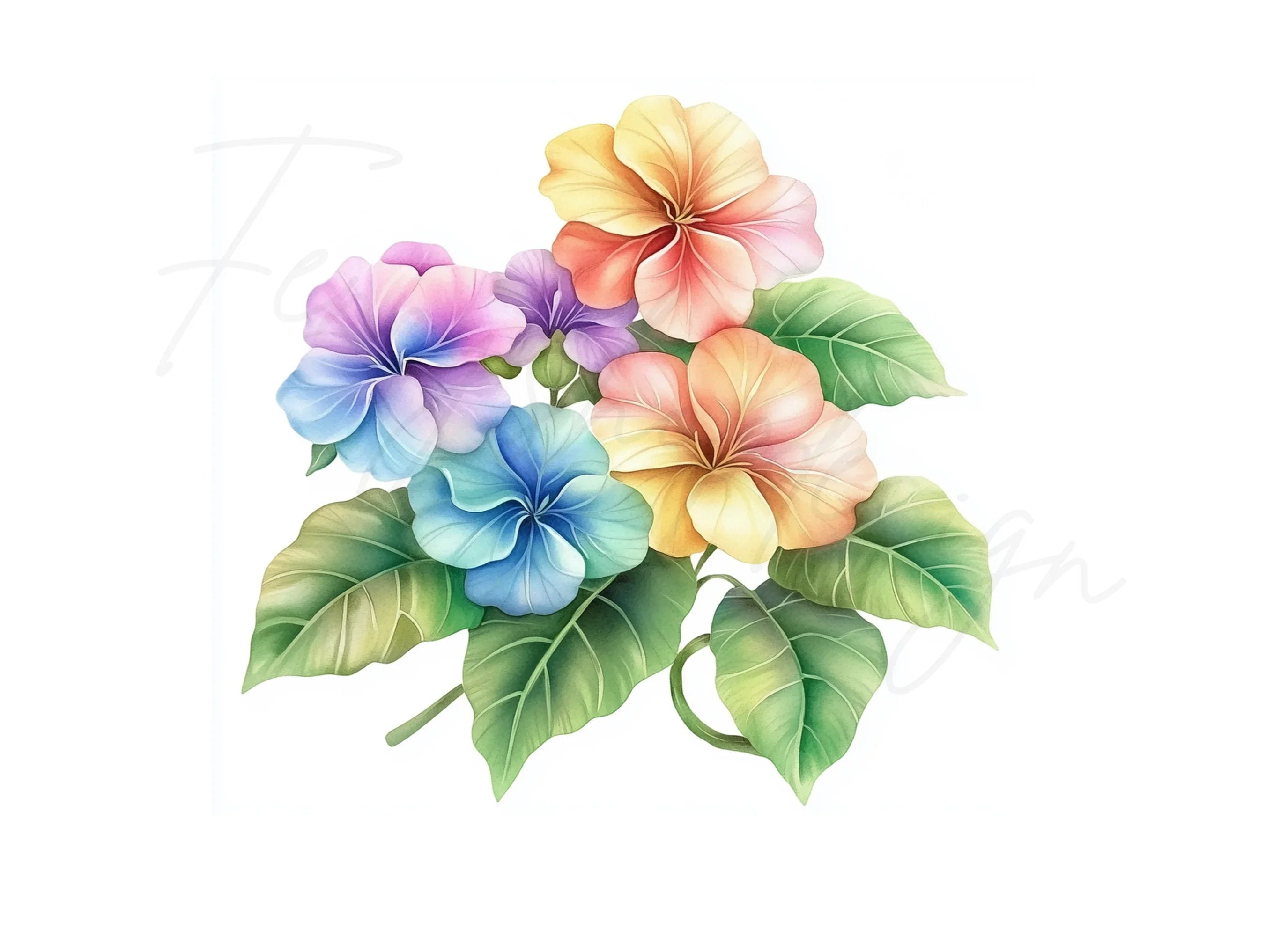 Vibrant Pastel Flower Bouquets Clipart Bundle