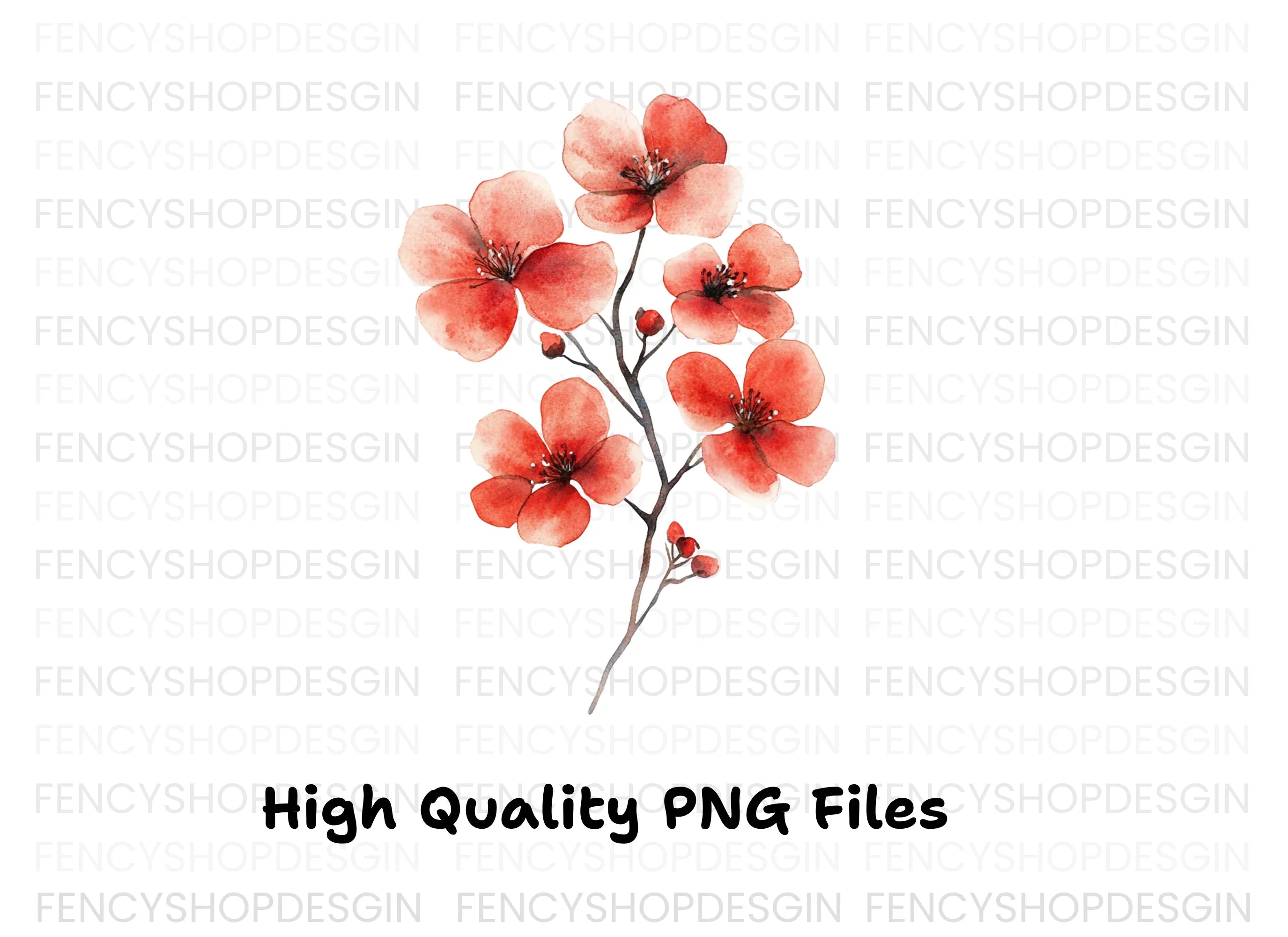 Vibrant Red Blossom Clipart Bundle