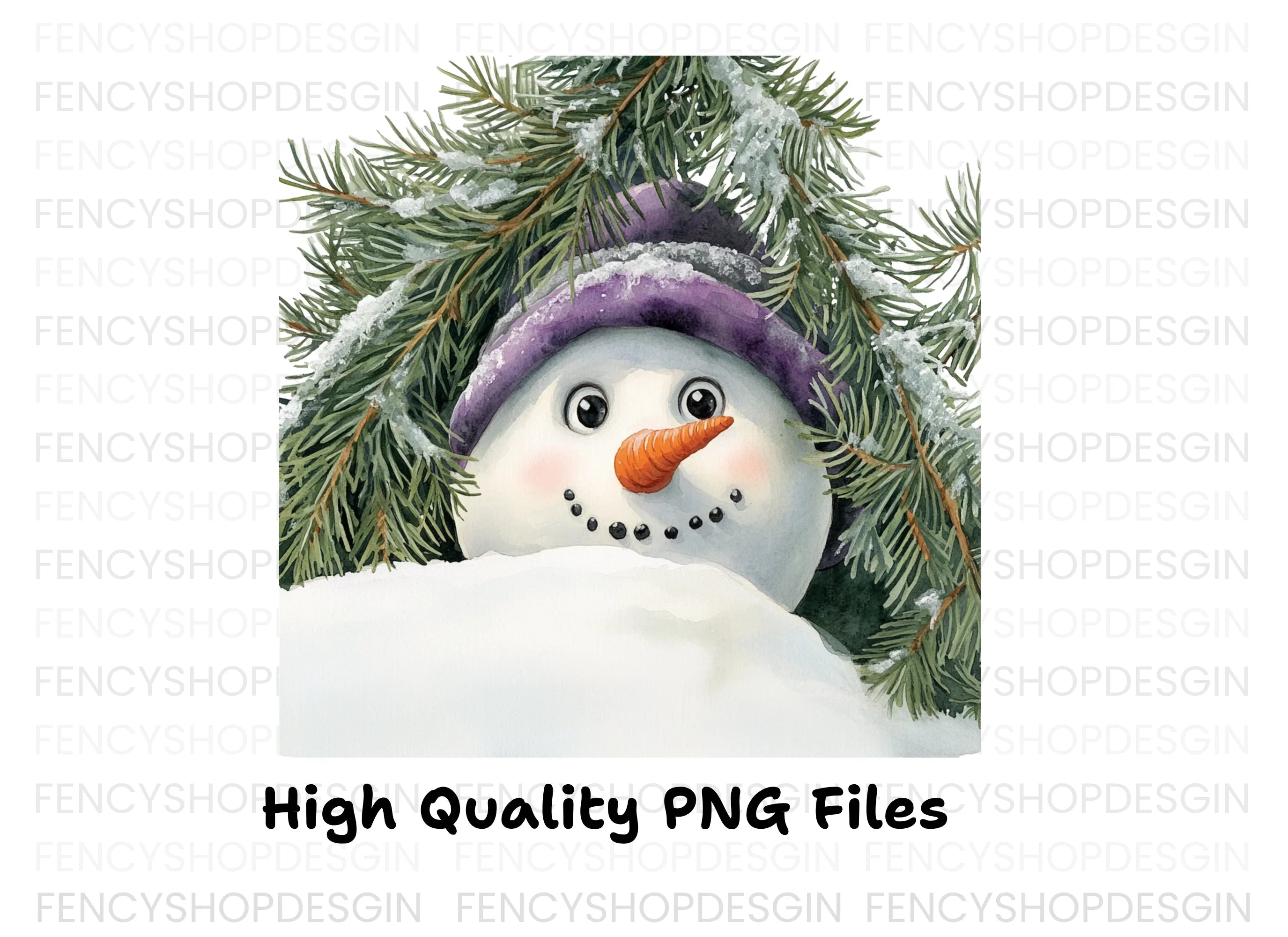 Cute Snowman Peeking Winter Clipart Bundle