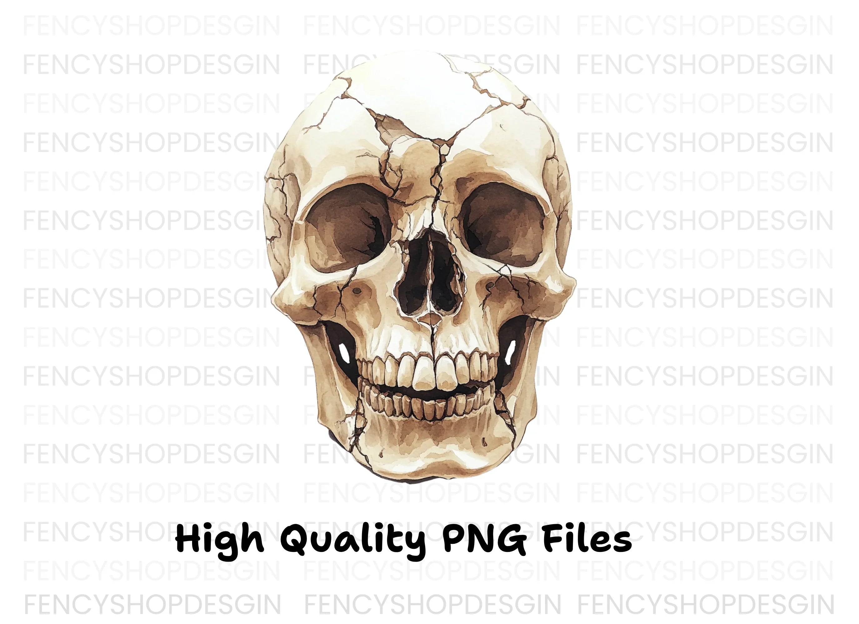Cracked Human Skull Clipart Bundle