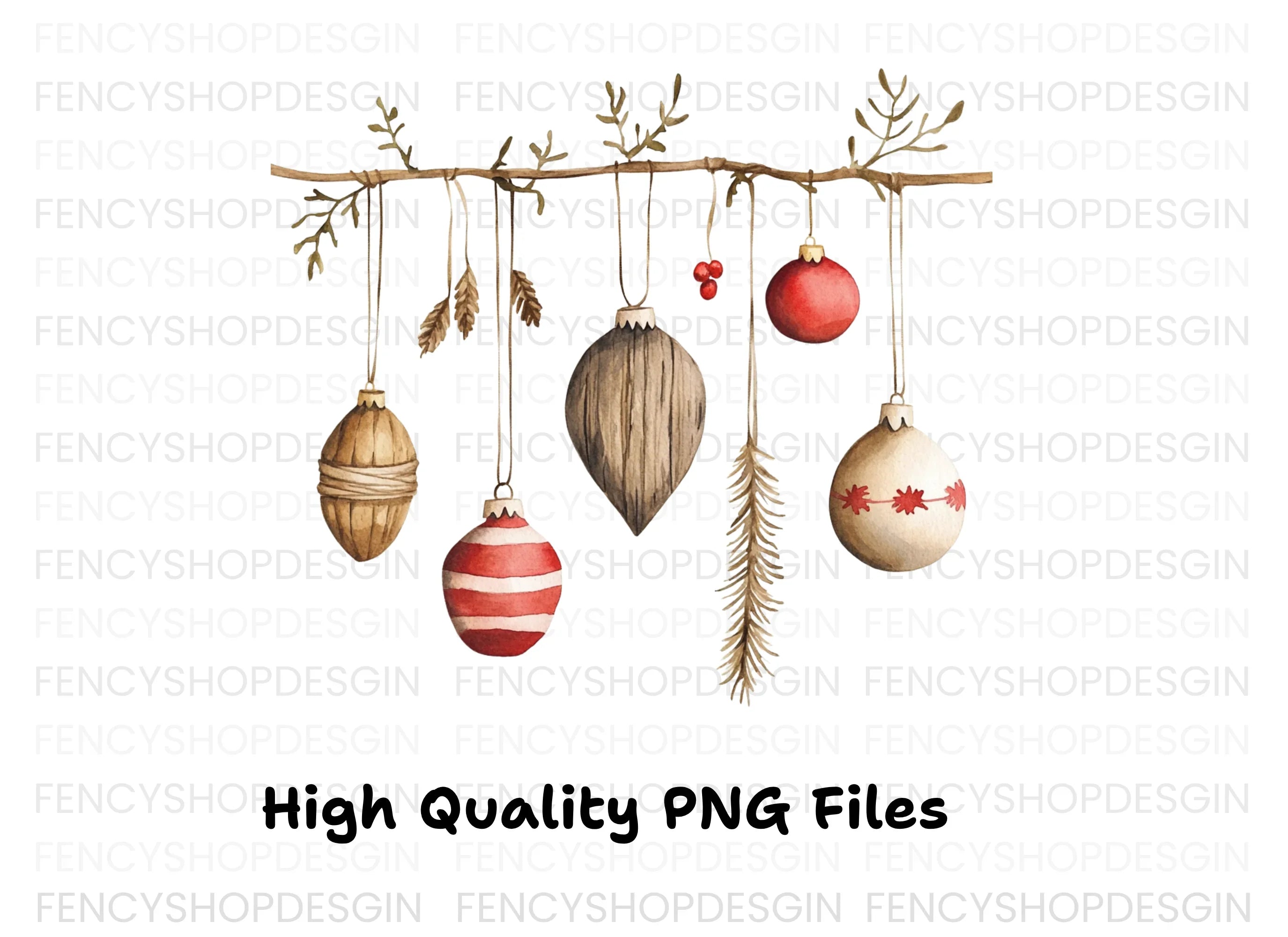 Christmas Ornaments Garland Clipart Bundle