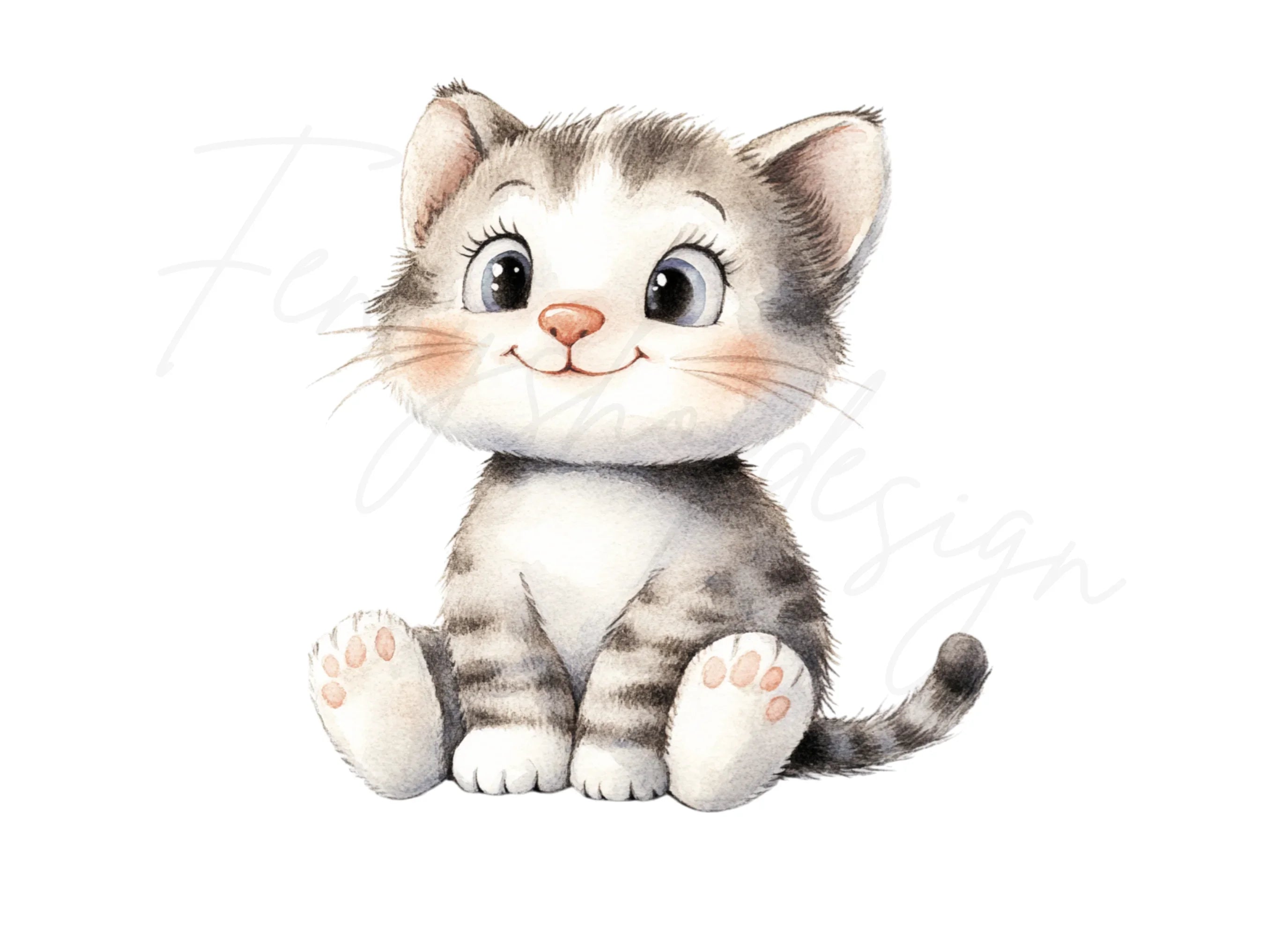 Adorable Striped Kitten Clipart Bundle