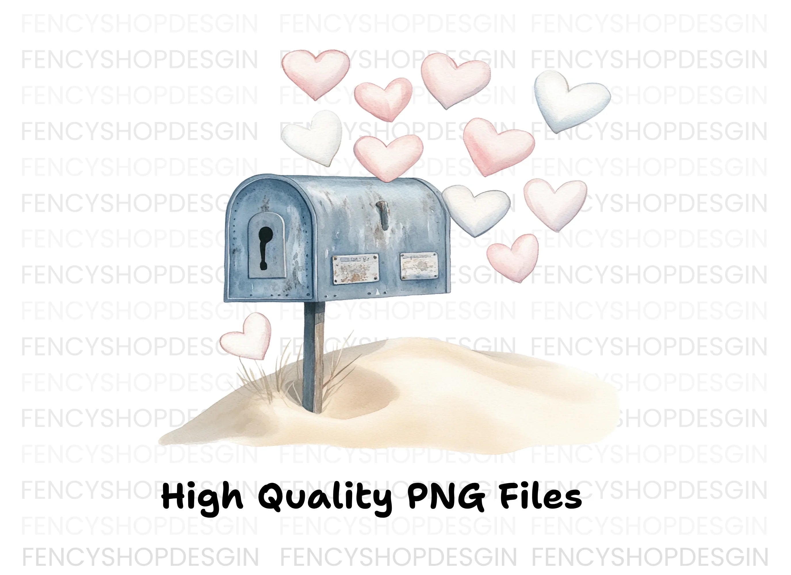 Love Mailbox with Hearts Clipart Bundle