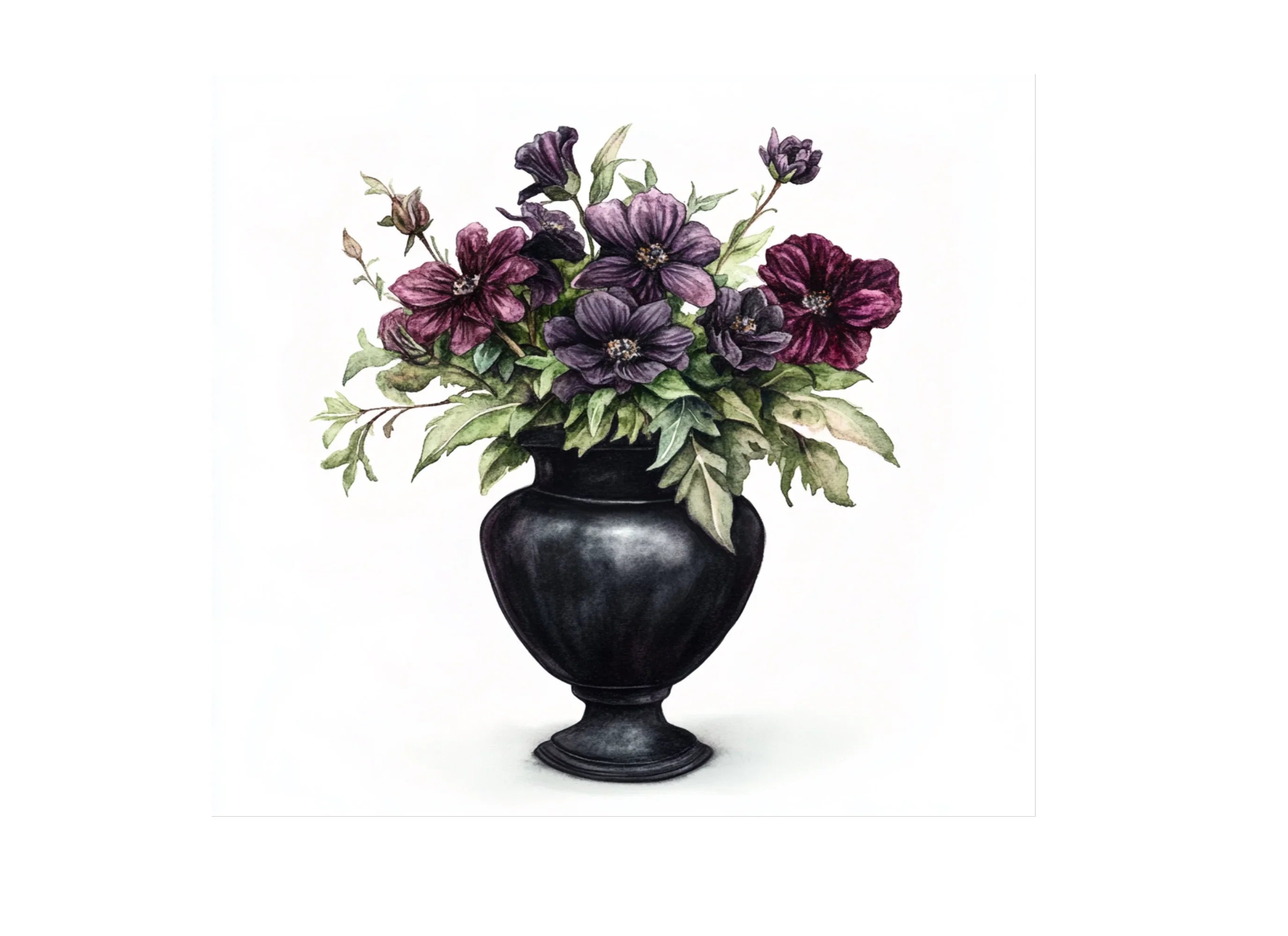 Dark Floral Vase Arrangements Clipart Bundle