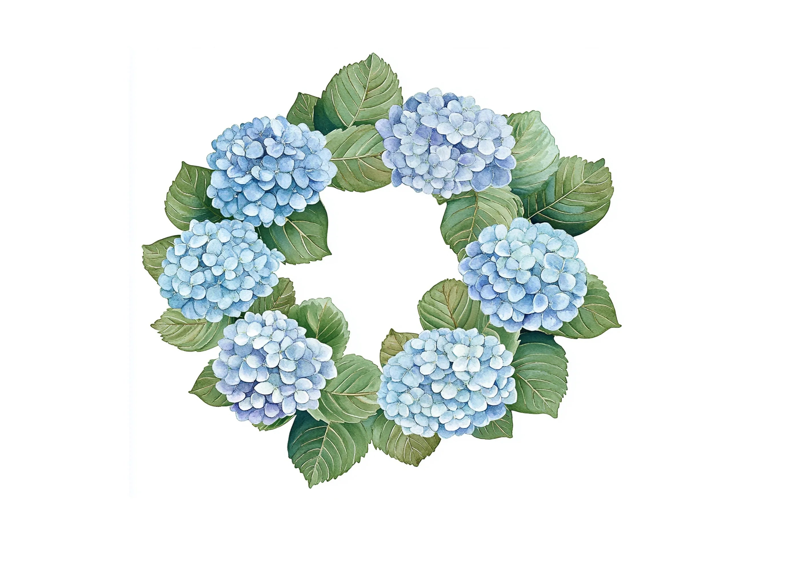 Blue Hydrangea Wreaths Clipart Bundle