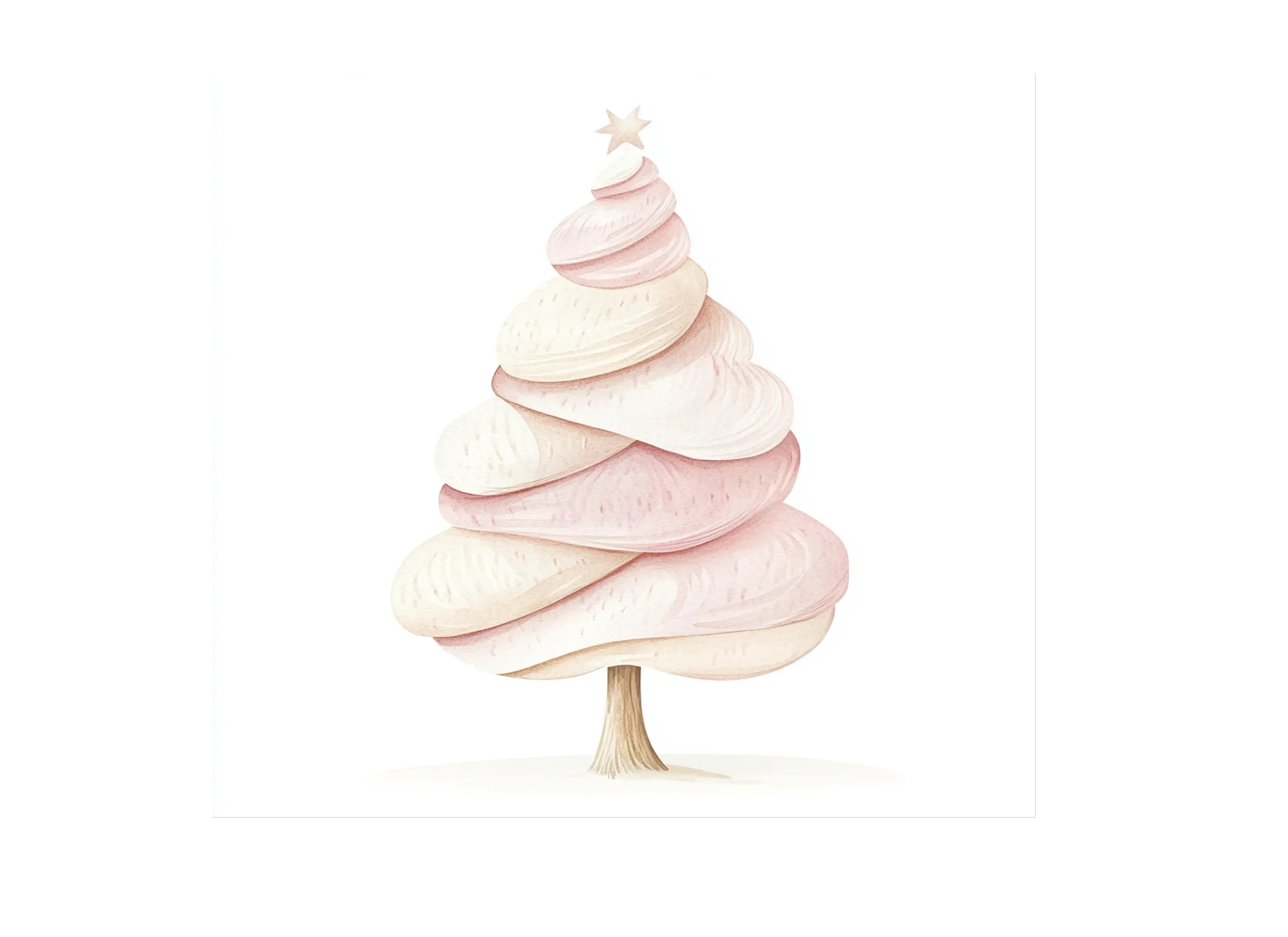 Whimsical Pink Christmas Tree Clipart Bundle