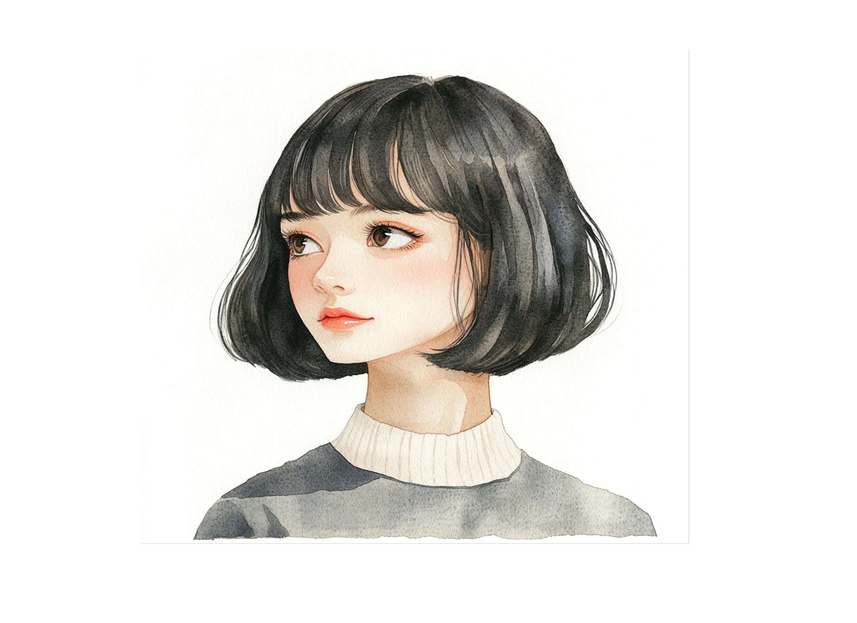 Asian Girl Bob Haircut Clipart Bundle