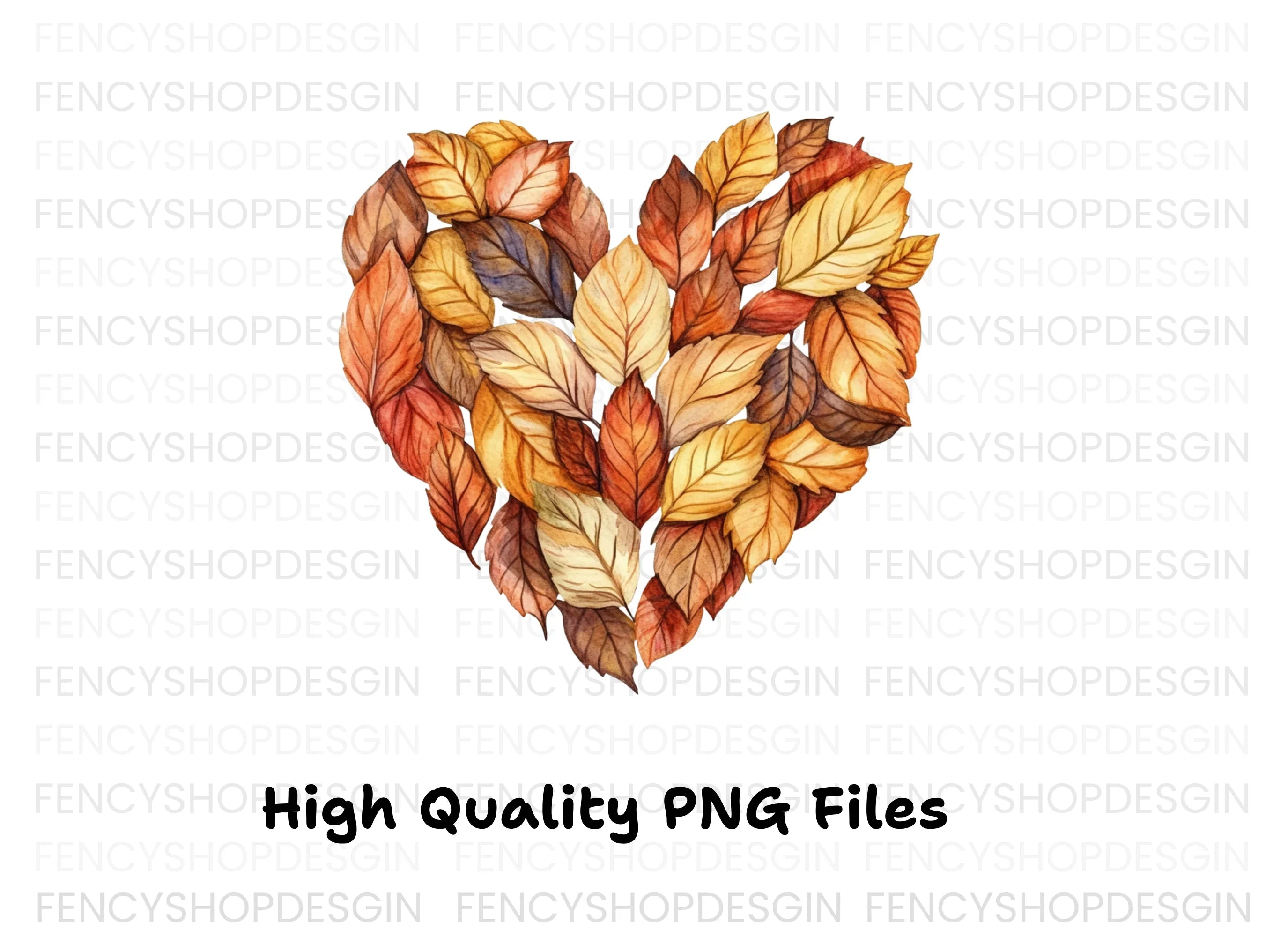Autumn Leaves Heart Clipart Bundle