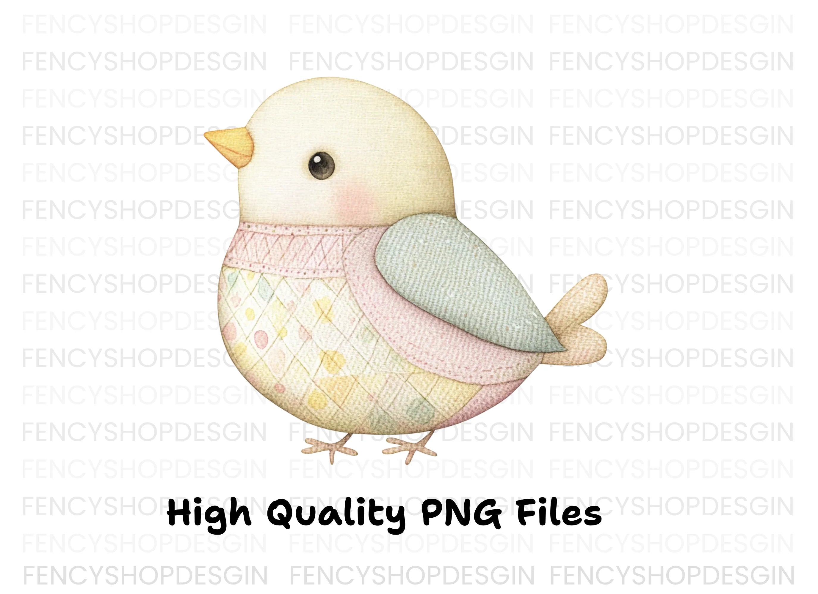 Cute Quilted Birds Clipart Bundle