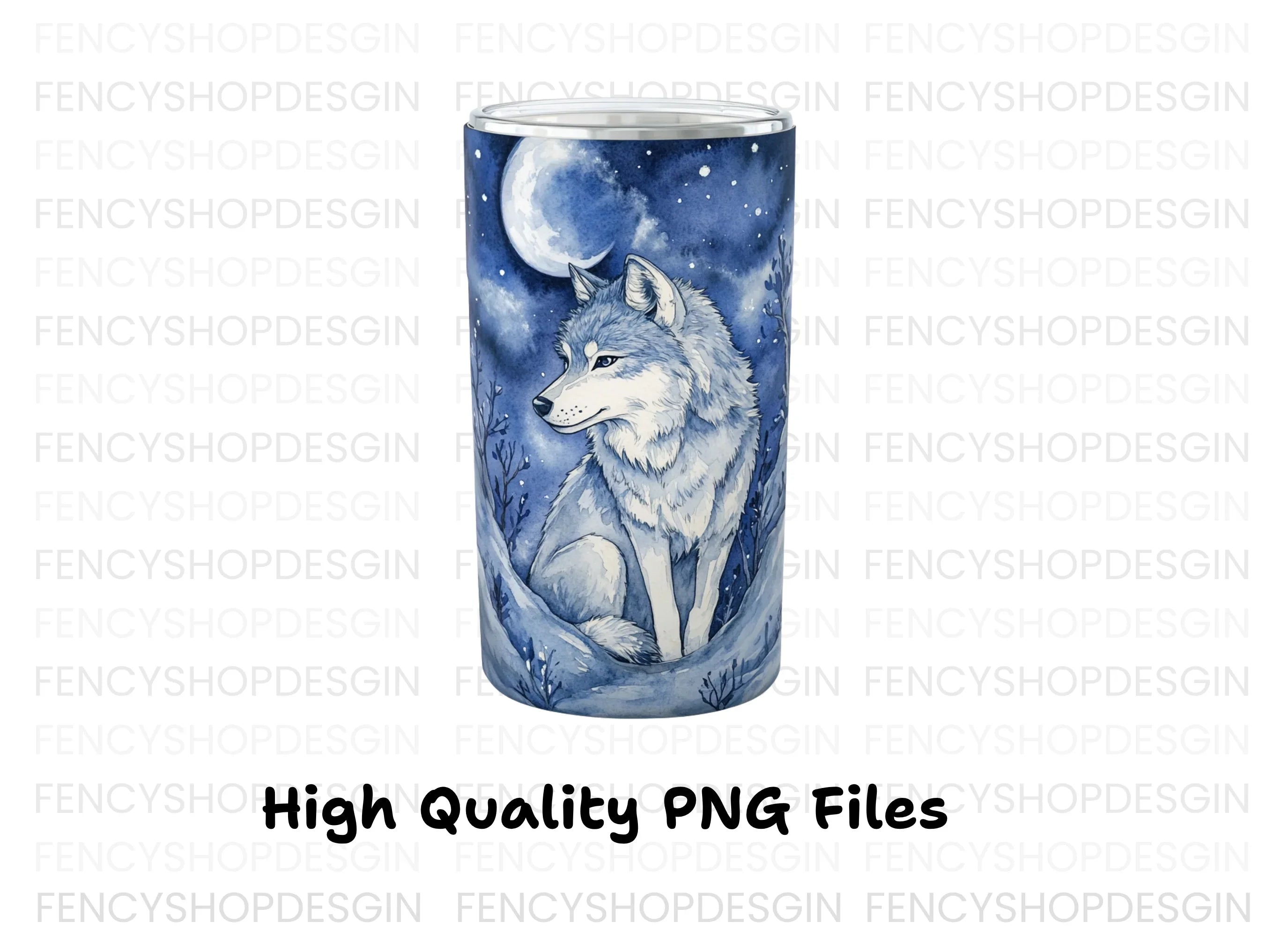 Winter Wolf Moon Tumbler Clipart Bundle