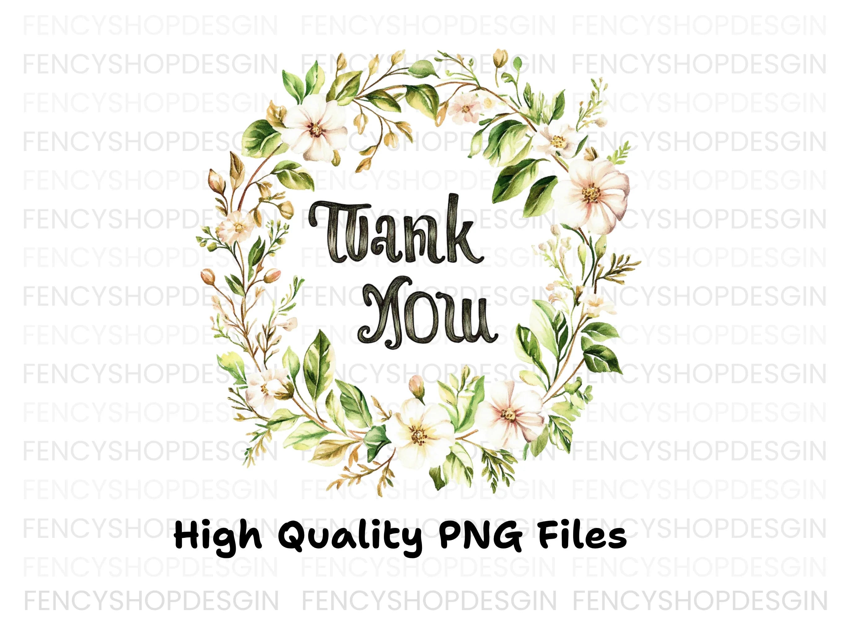 Floral Thank You Wreath Clipart Bundle