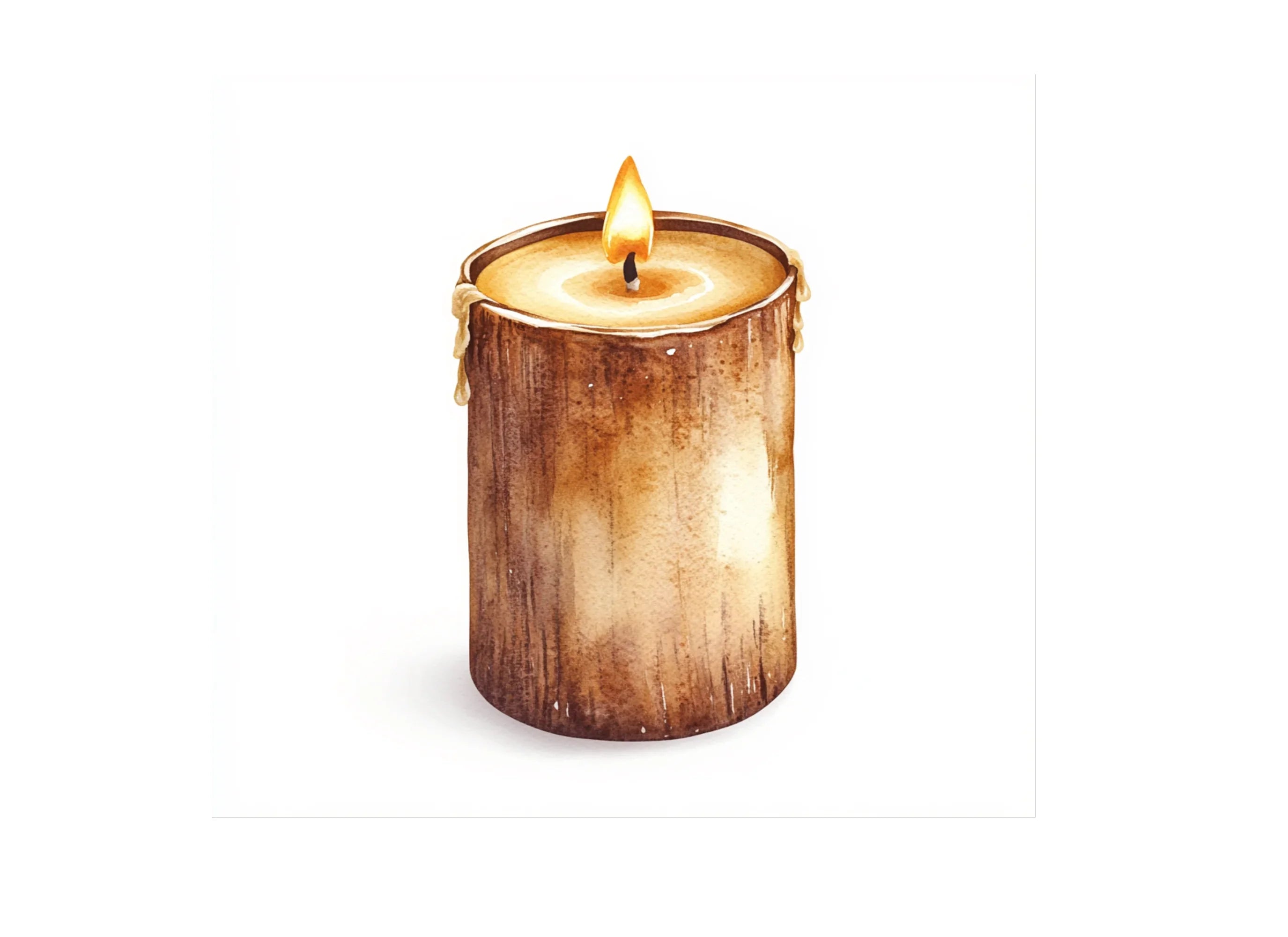 Wood Pillar Candles Clipart Bundle
