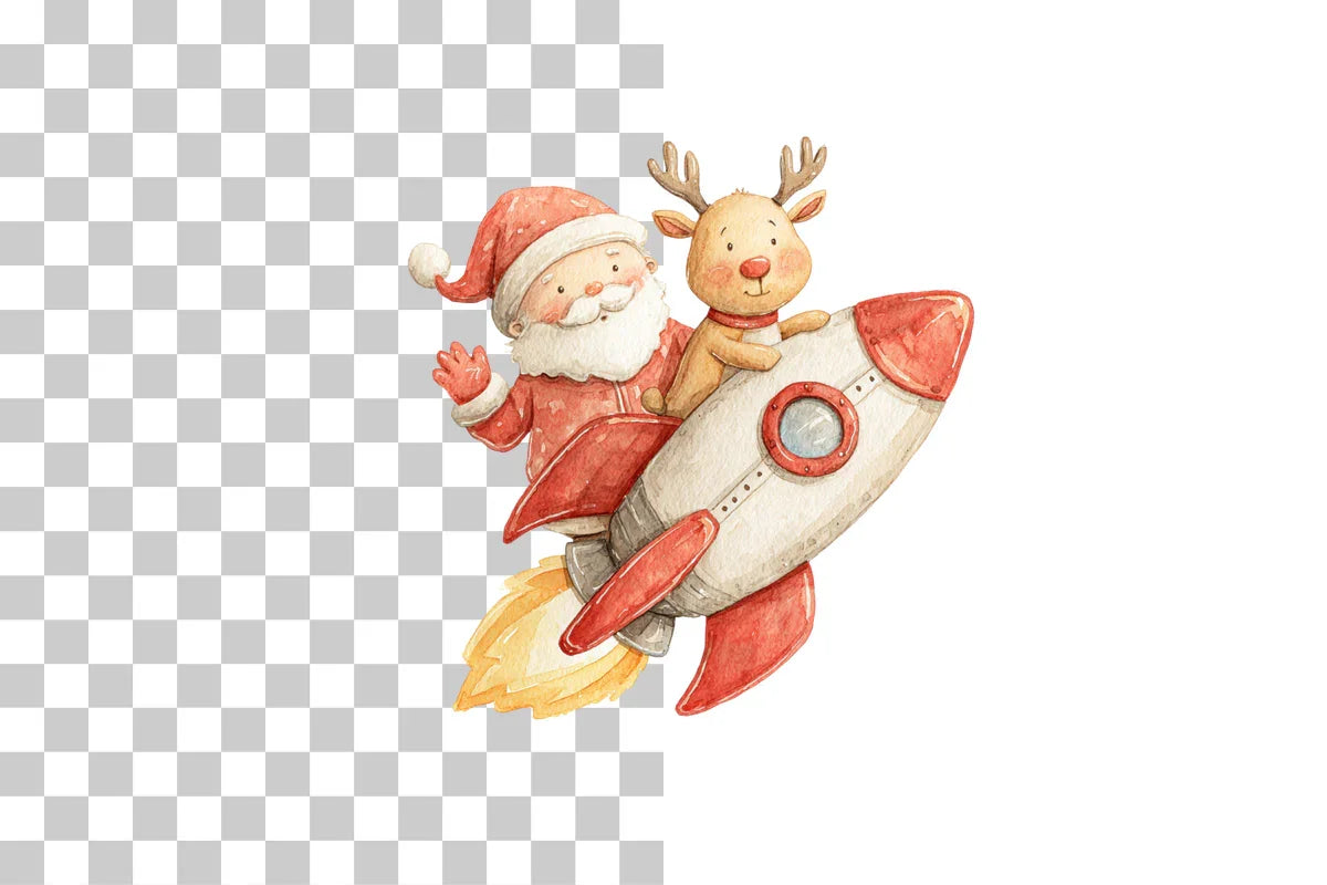 Santa and Reindeer in Space Clipart Bundle - CraftNest - Digital Crafting and Art