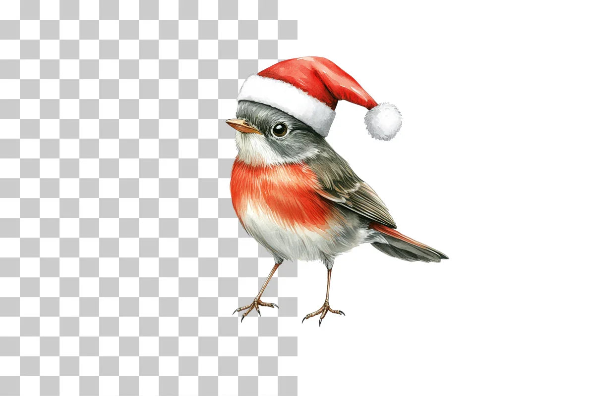 Robin Bird with Santa Hat Clipart Bundle - CraftNest - Digital Crafting and Art