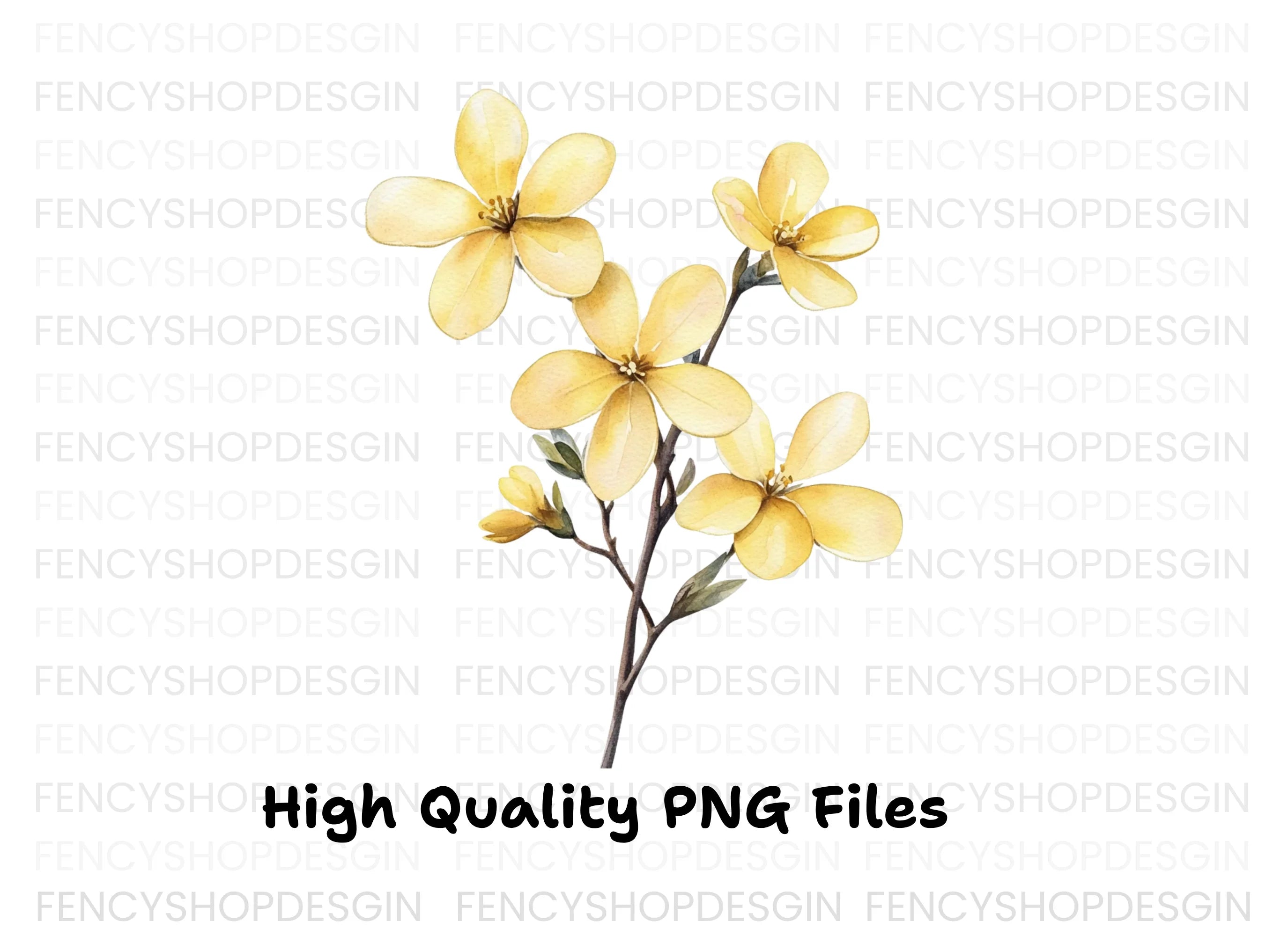 Delicate Yellow Floral Clipart Bundle