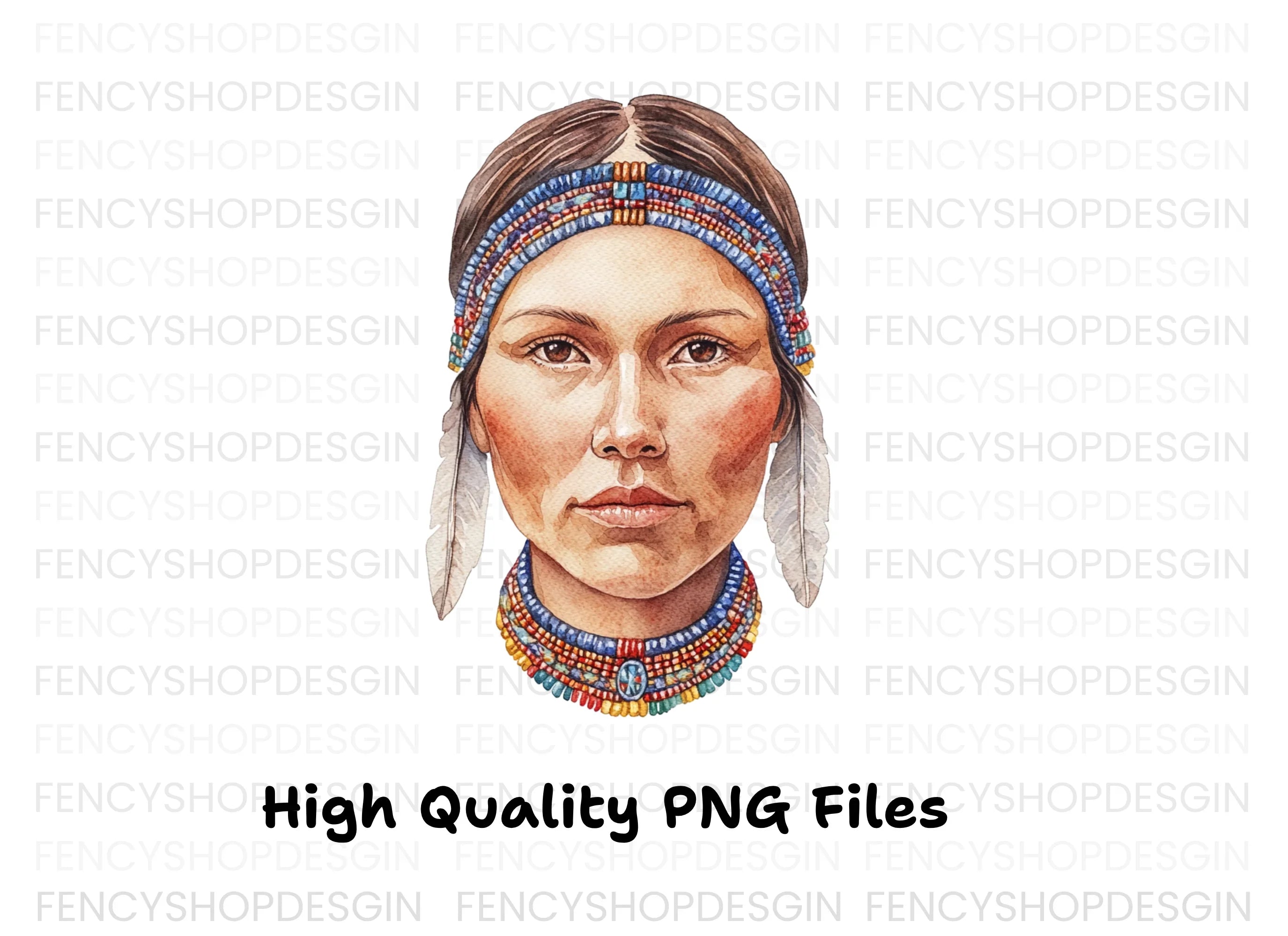 Native American Woman Portrait Clipart Bundle
