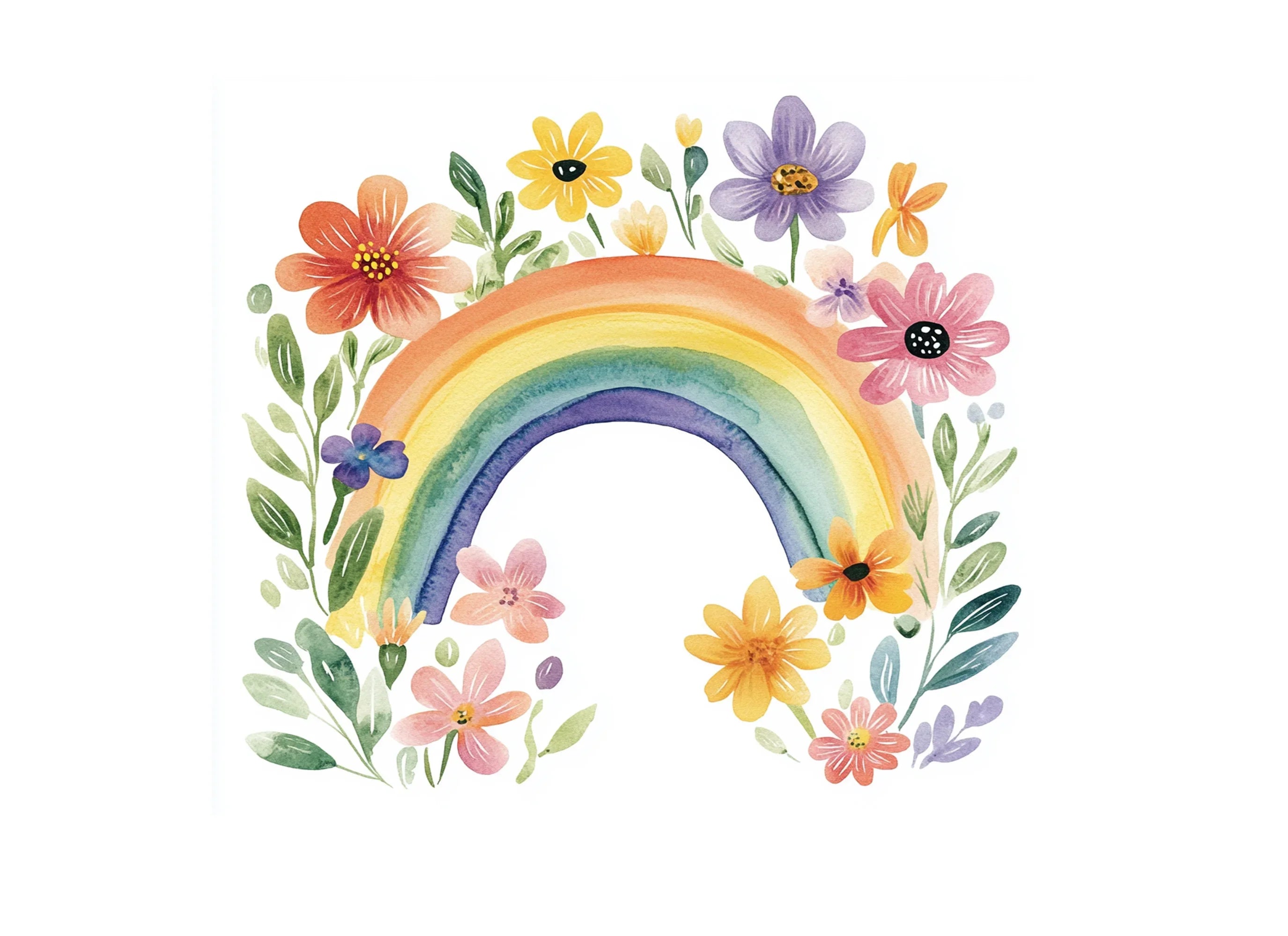 Vibrant Rainbow Floral Arch Clipart Bundle