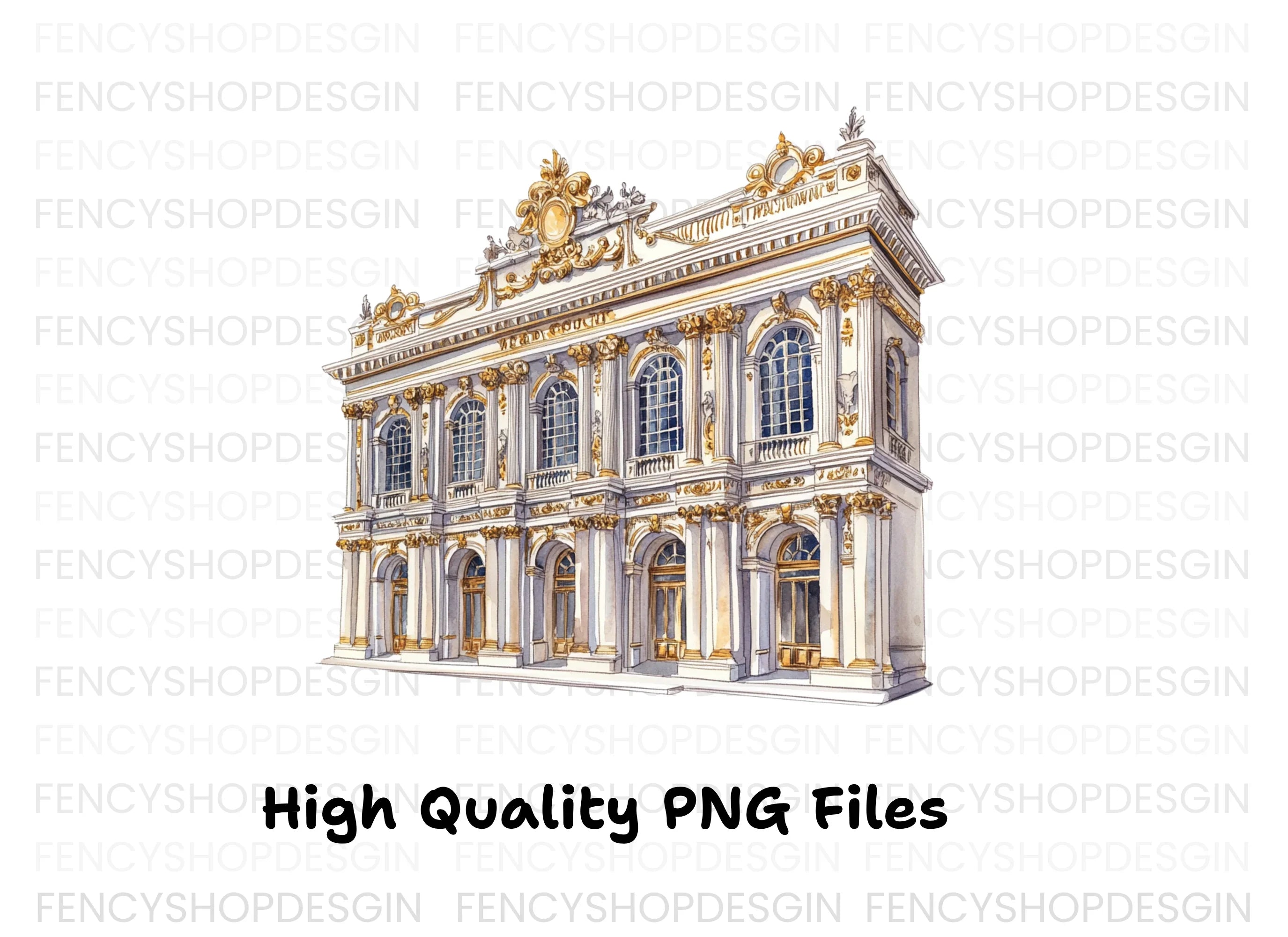 Ornate Baroque Palace Building Clipart Bundle