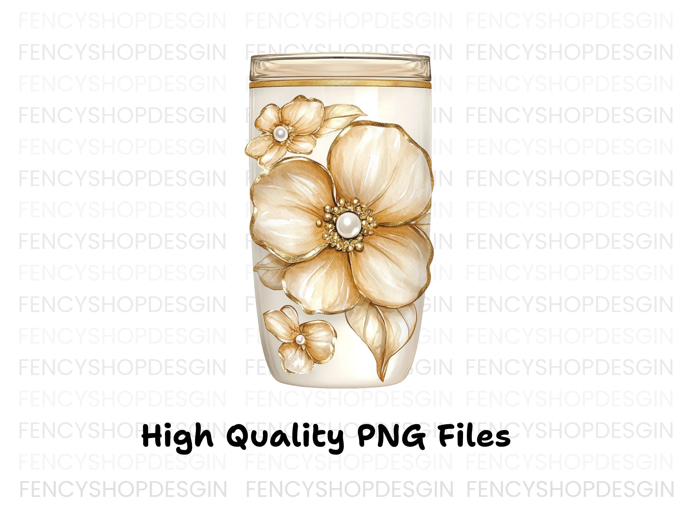 Golden Floral Tumbler Clipart Bundle