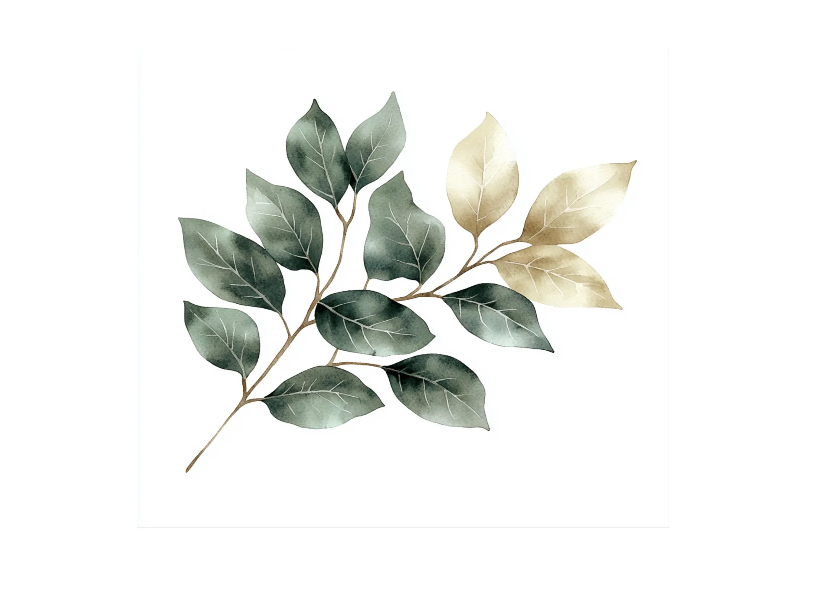 Elegant Green Gold Leaves Clipart Bundle