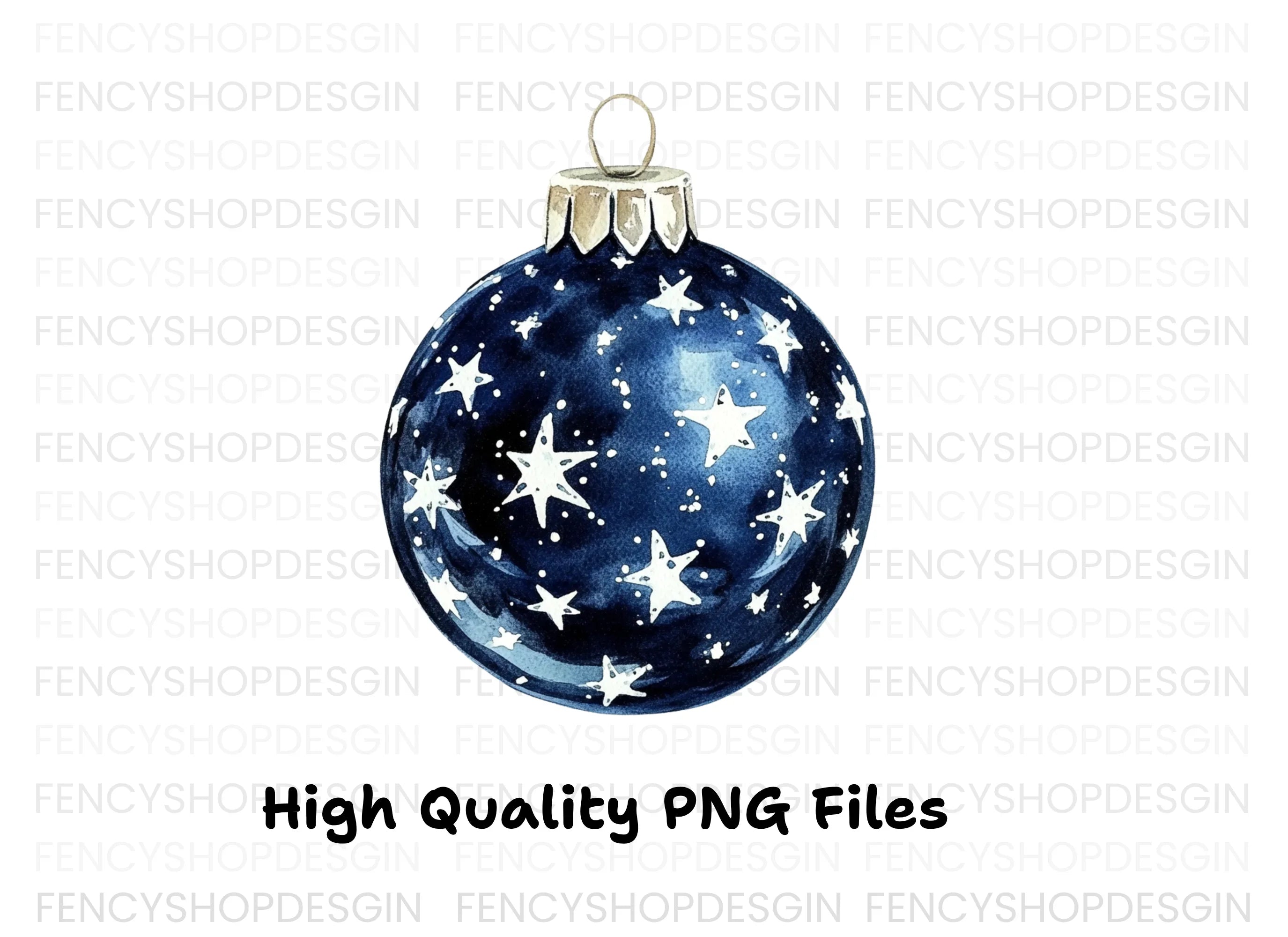 Blue Christmas Ornaments Clipart Bundle