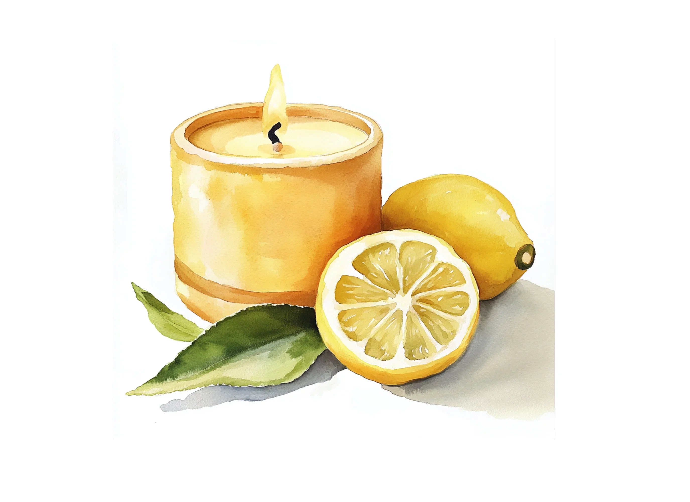 Lemon Candle Illustration Clipart Bundle