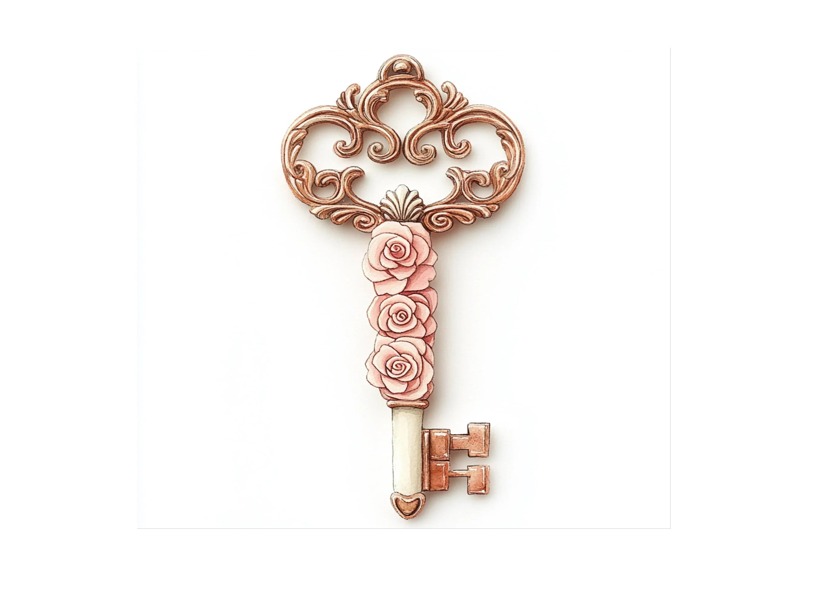 Vintage Rose Key Clipart Bundle
