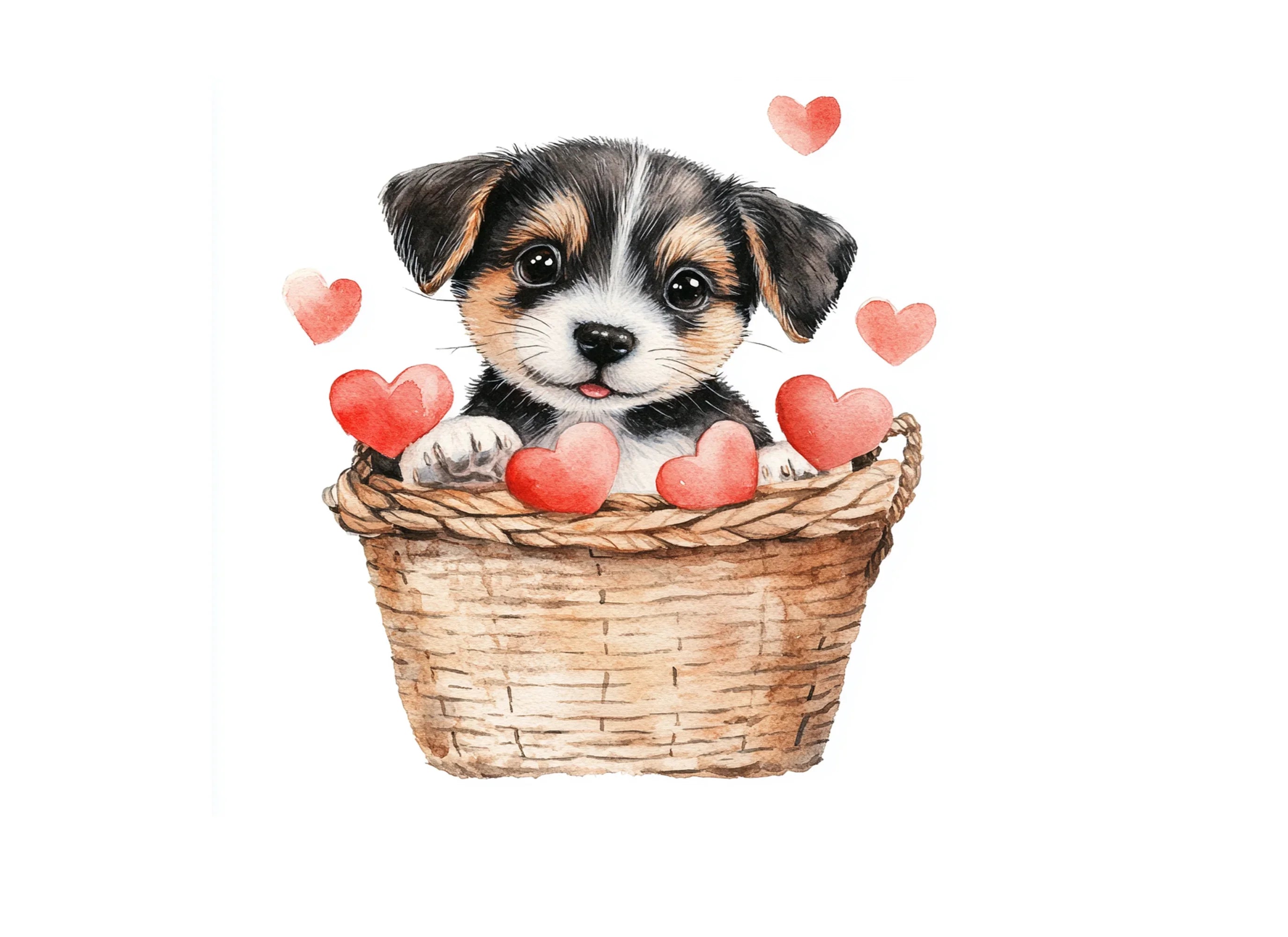 Cute Puppies with Hearts Clipart Bundle