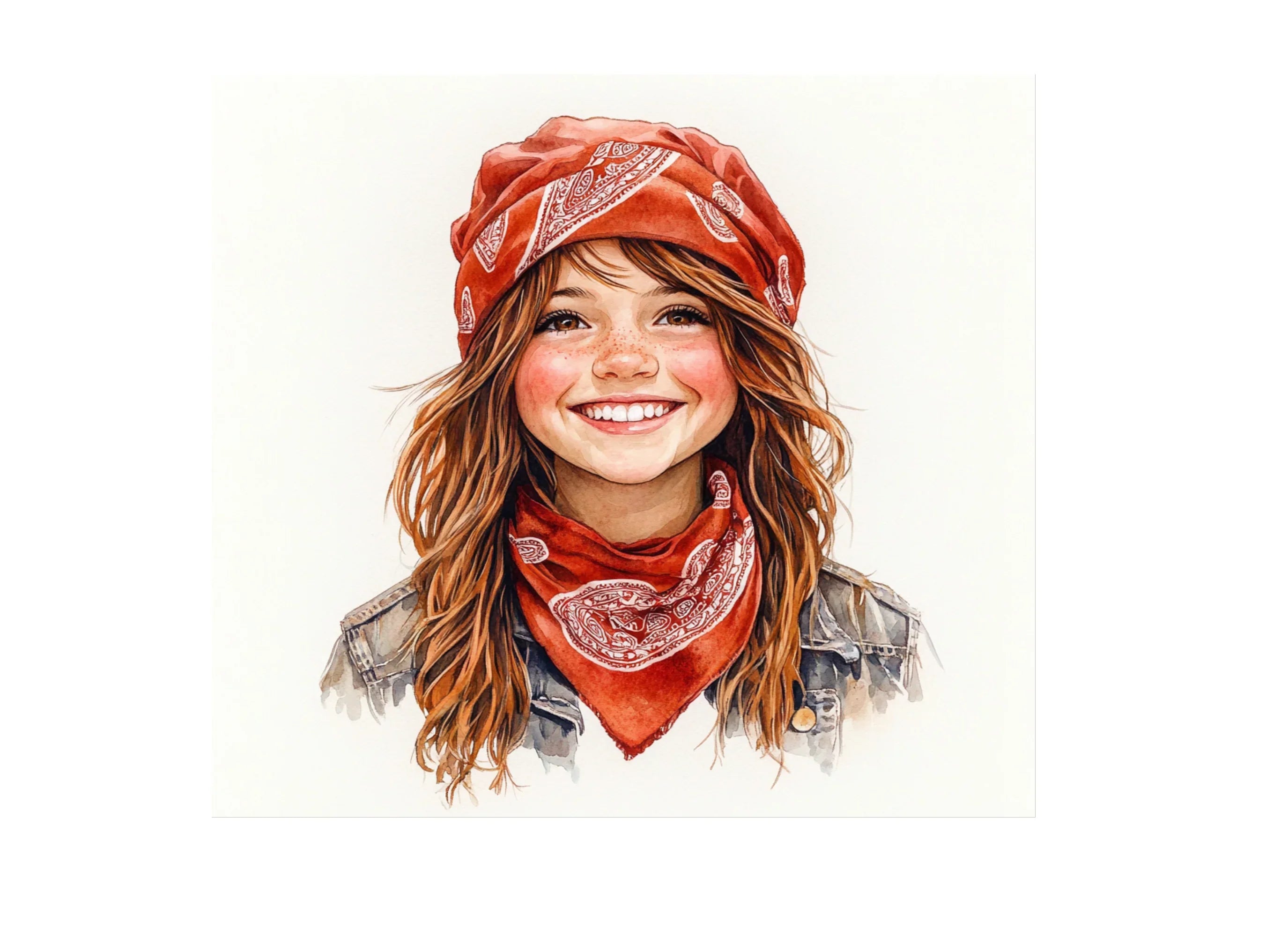 Smiling Girl with Red Bandana Clipart Bundle