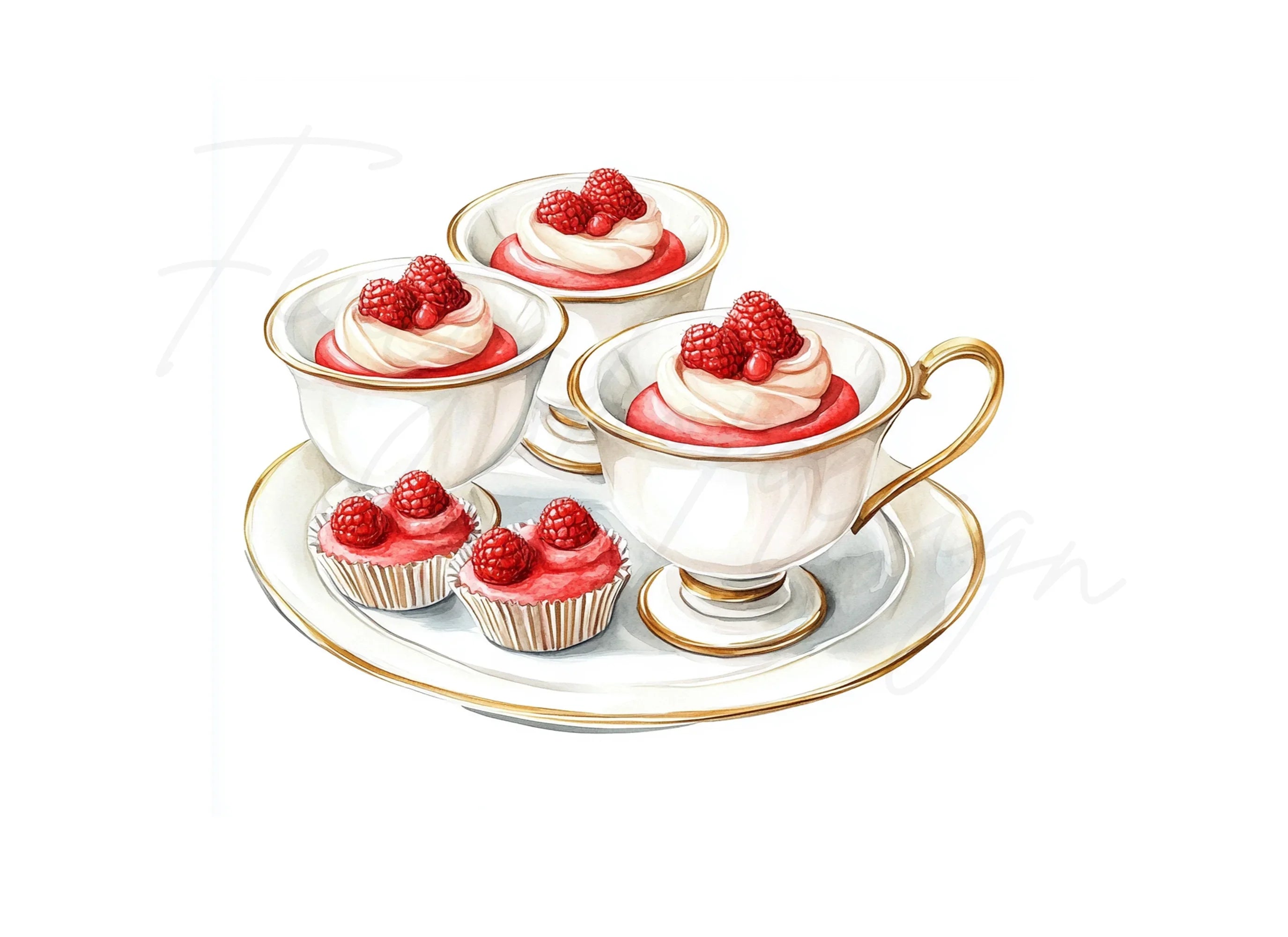 Raspberry Dessert Clipart Bundle