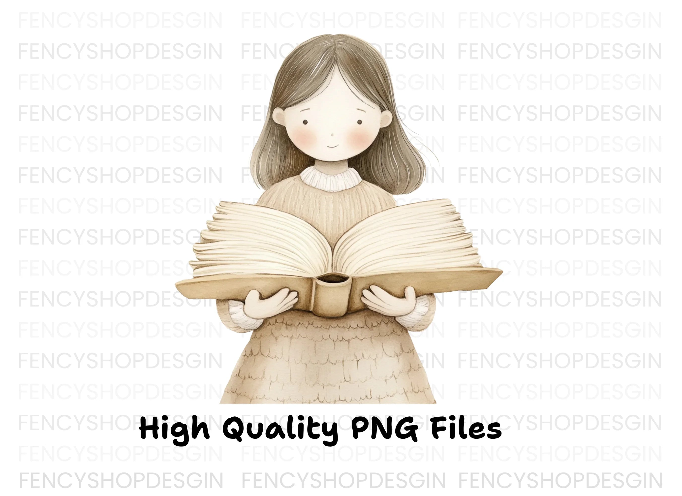 Girls Reading Books Clipart Bundle