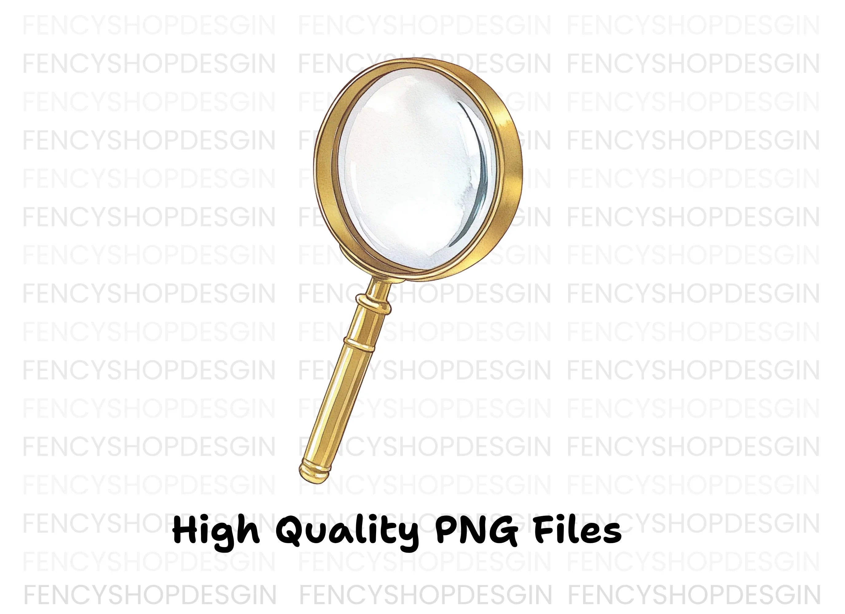 Golden Magnifying Glass Clipart Bundle