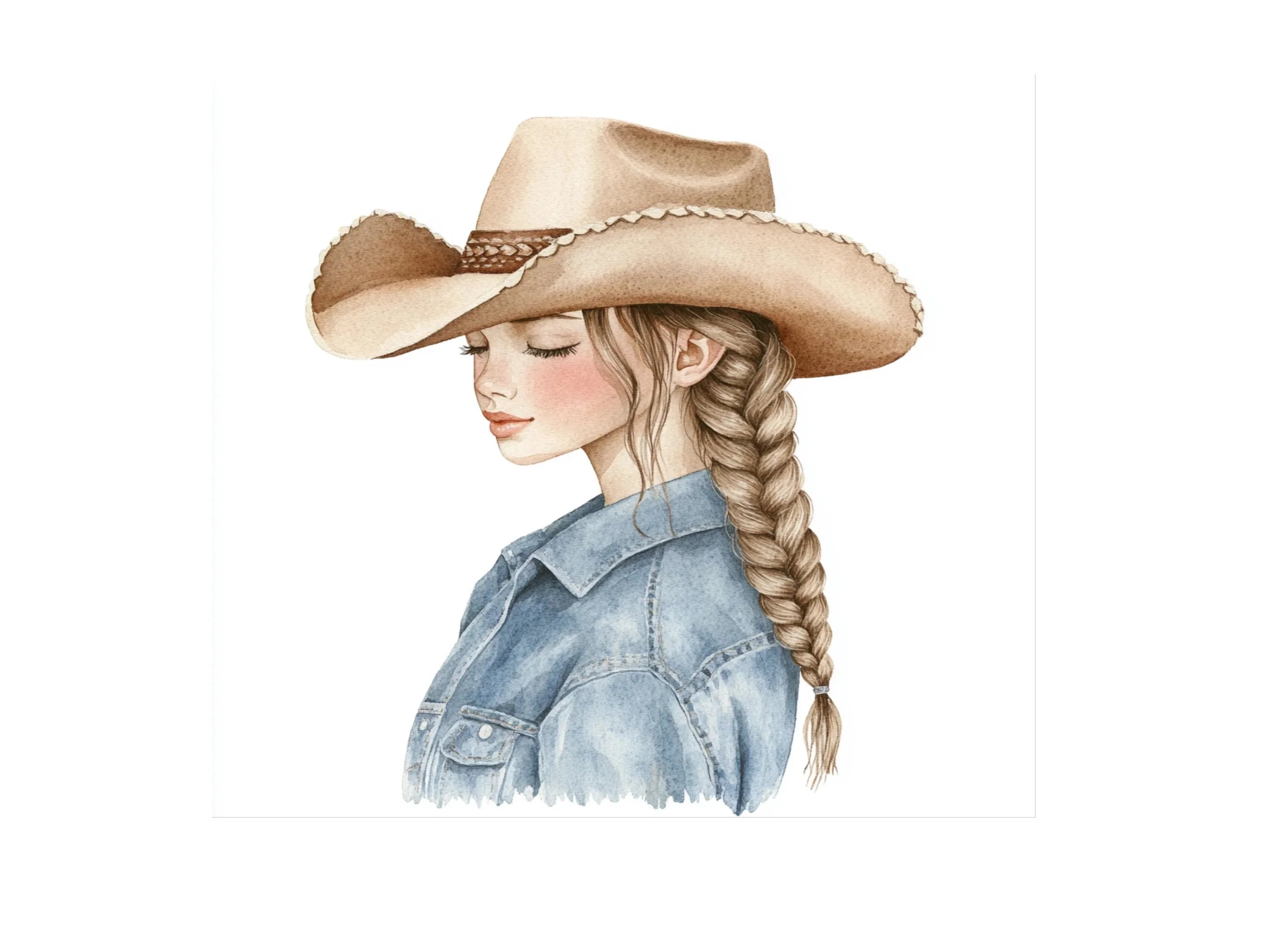 Cowgirl With Braids Clipart Bundle