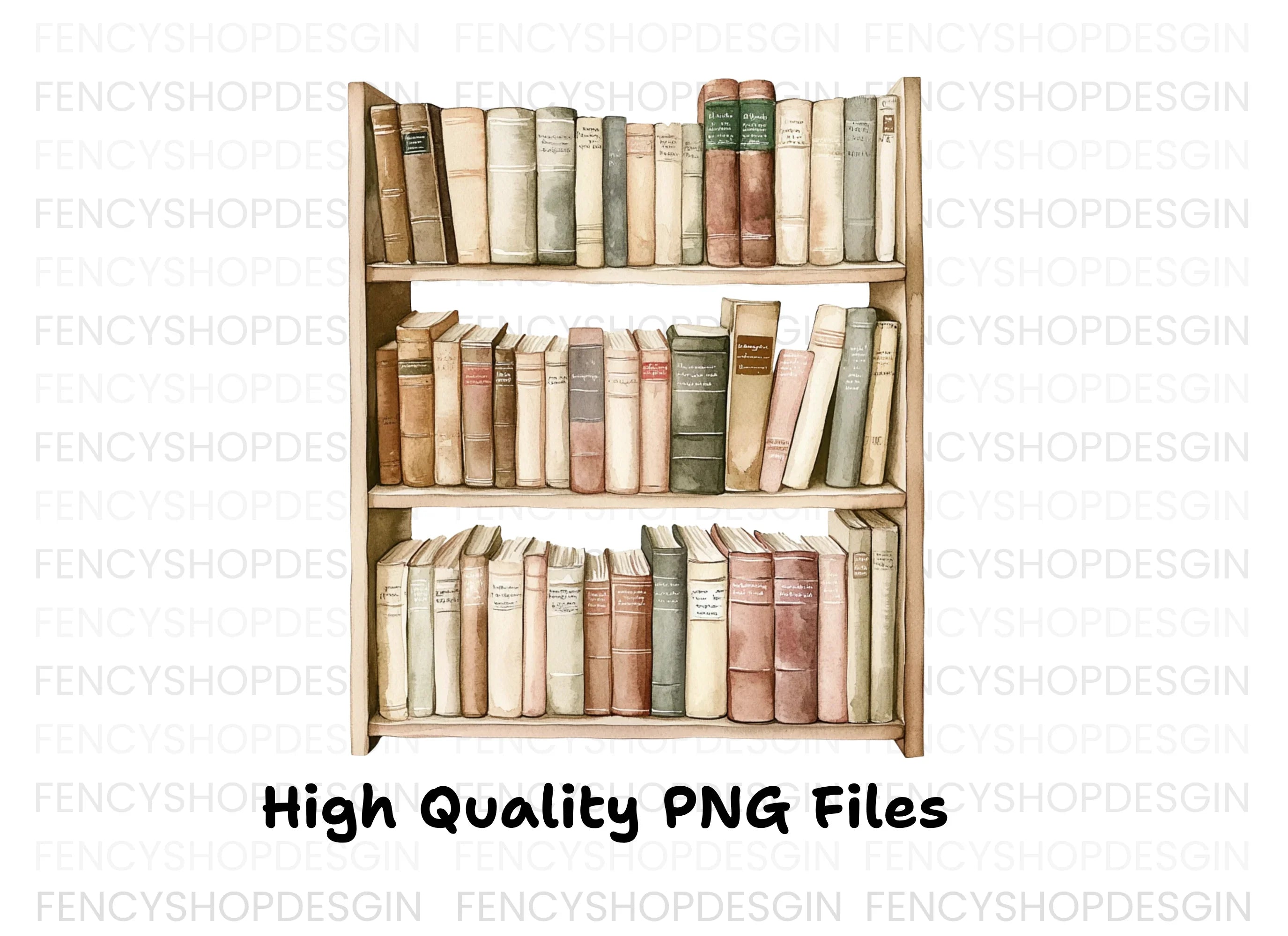 Vintage Bookshelf Clipart Bundle