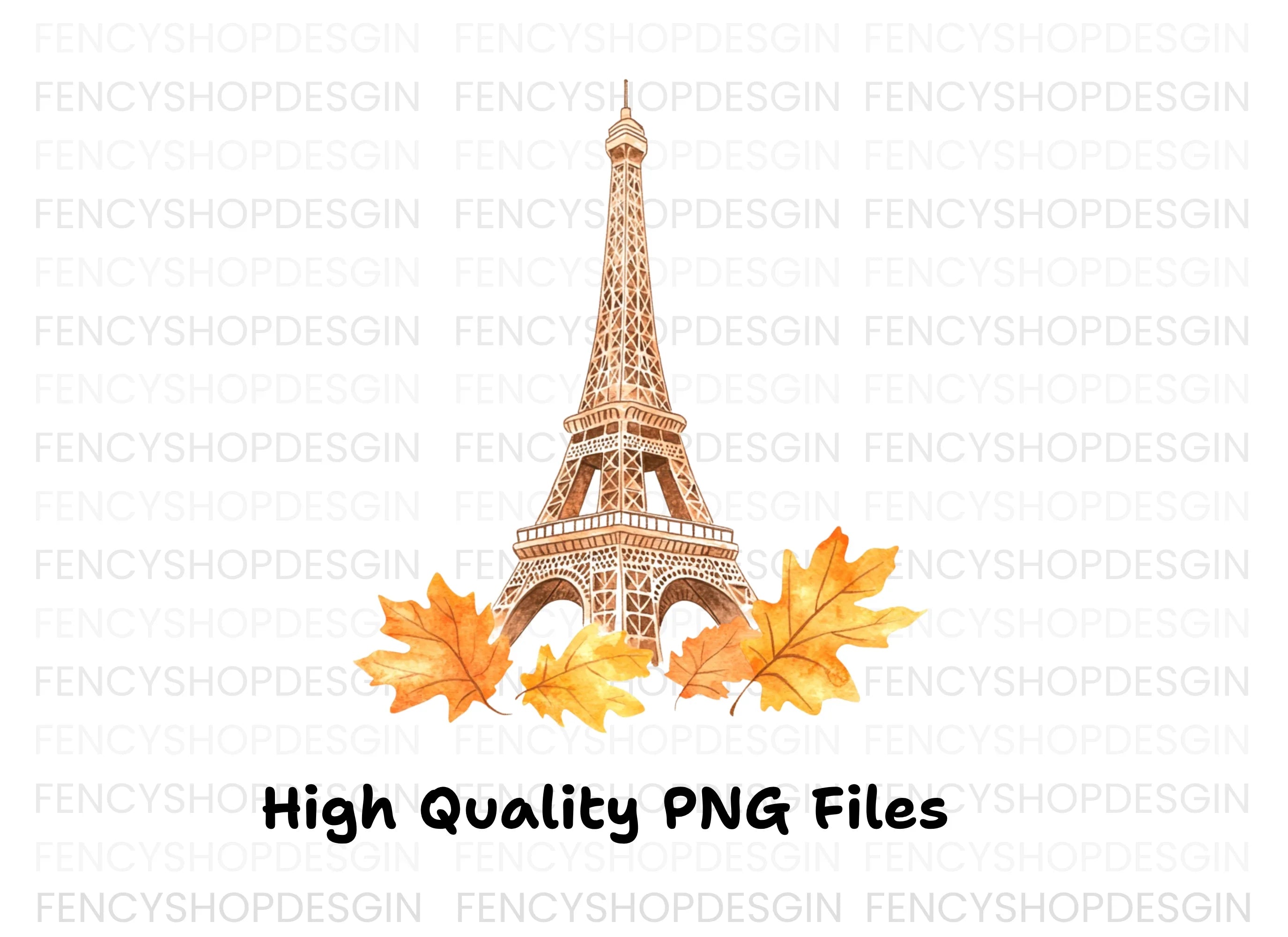 Eiffel Tower Autumn Leaves Clipart Bundle