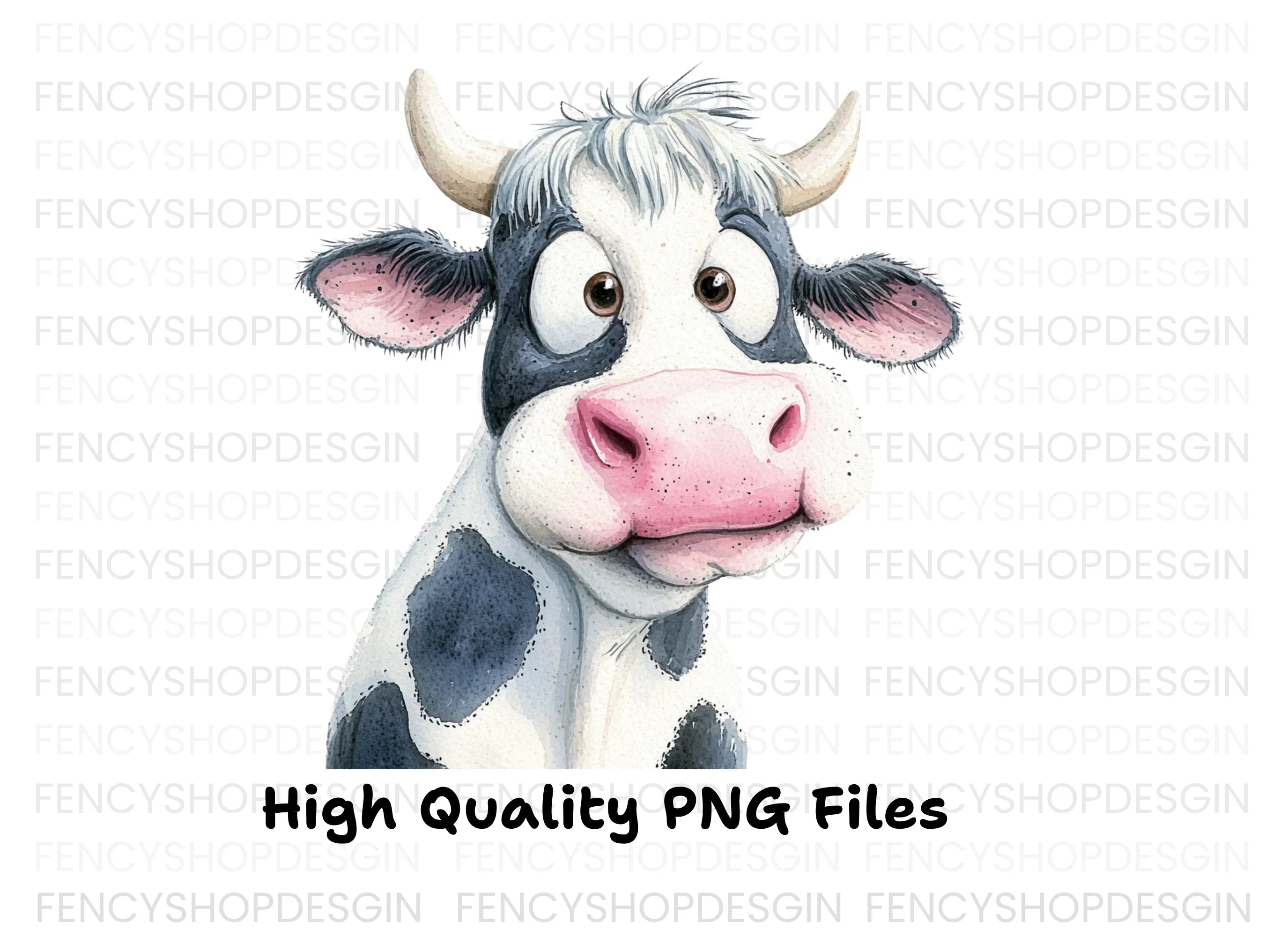 Funny Cartoon Cow Faces Clipart Bundle