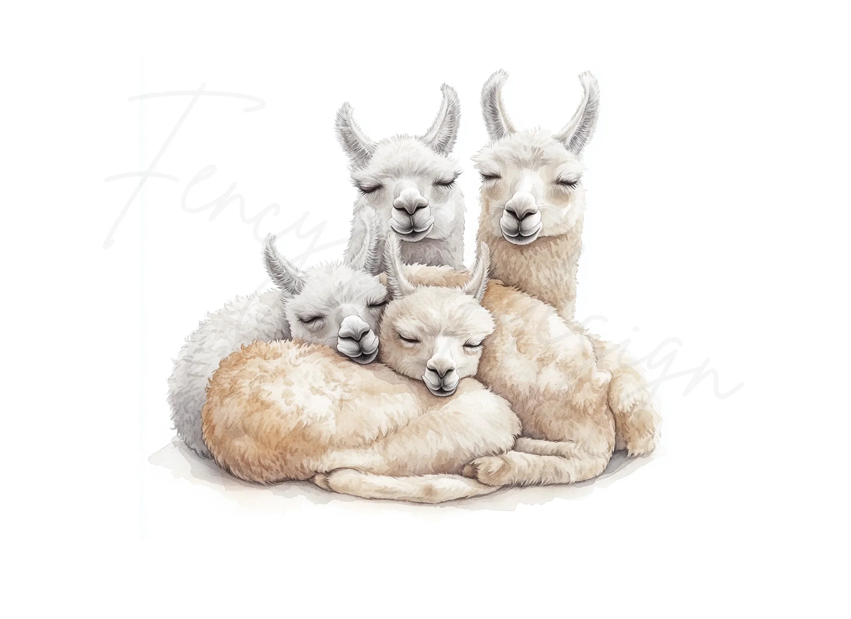 Cute Sleeping Baby Llamas Clipart Bundle