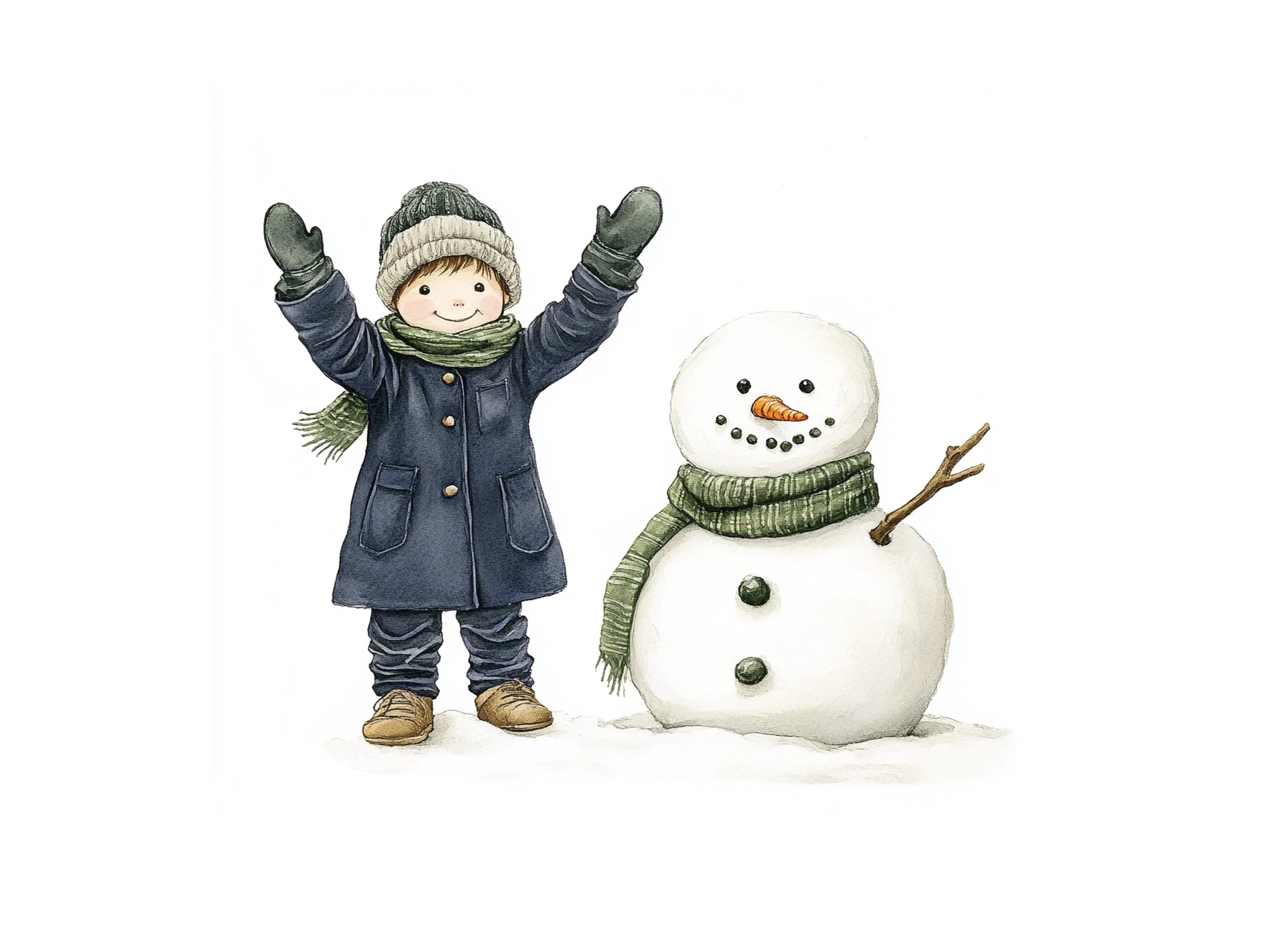 Happy Kids and Snowmen Winter Clipart Bundle