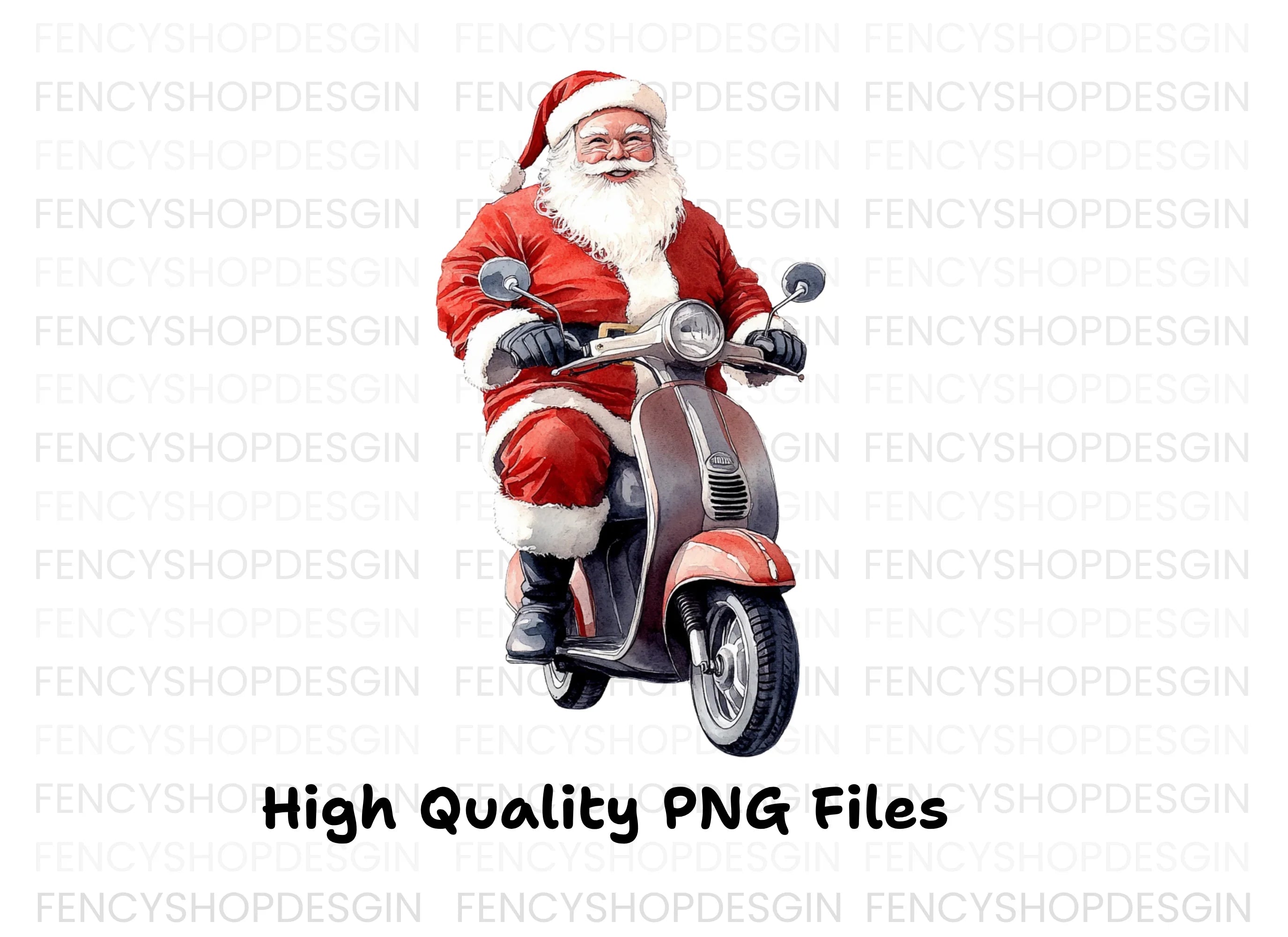 Santa Riding Vespa Clipart Bundle