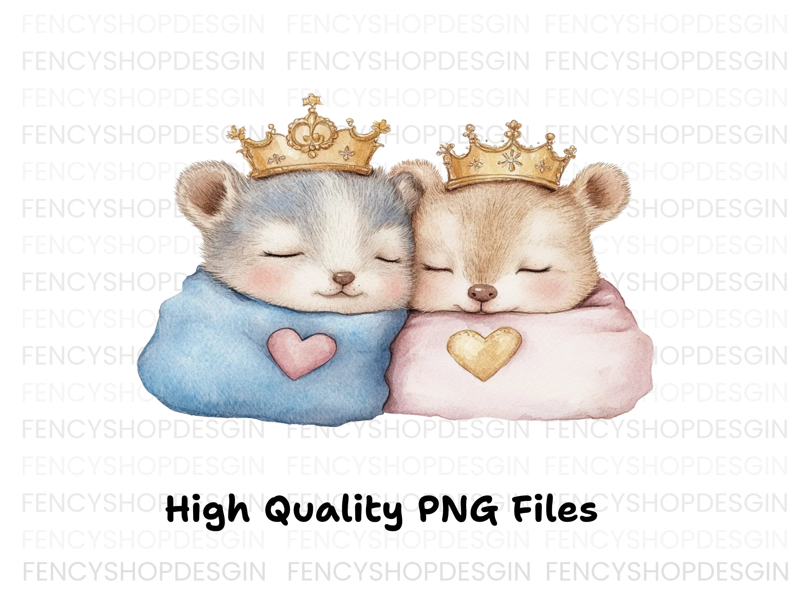 Sleeping Baby Animal Prince Princess Clipart Bundle