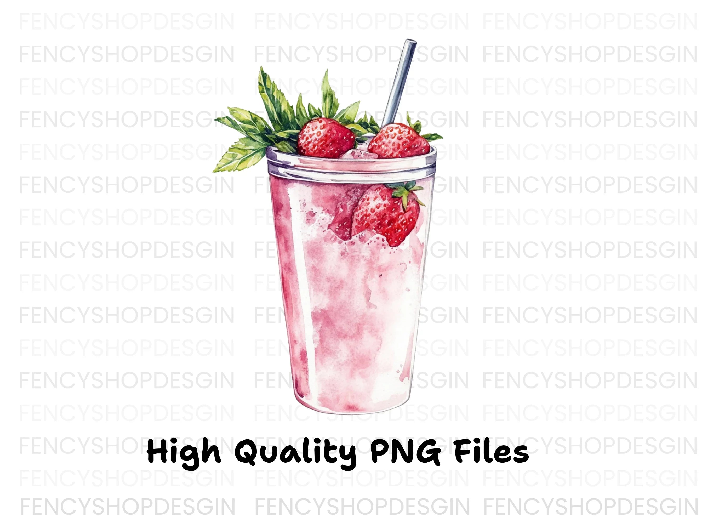 Strawberry Smoothie Clipart Bundle